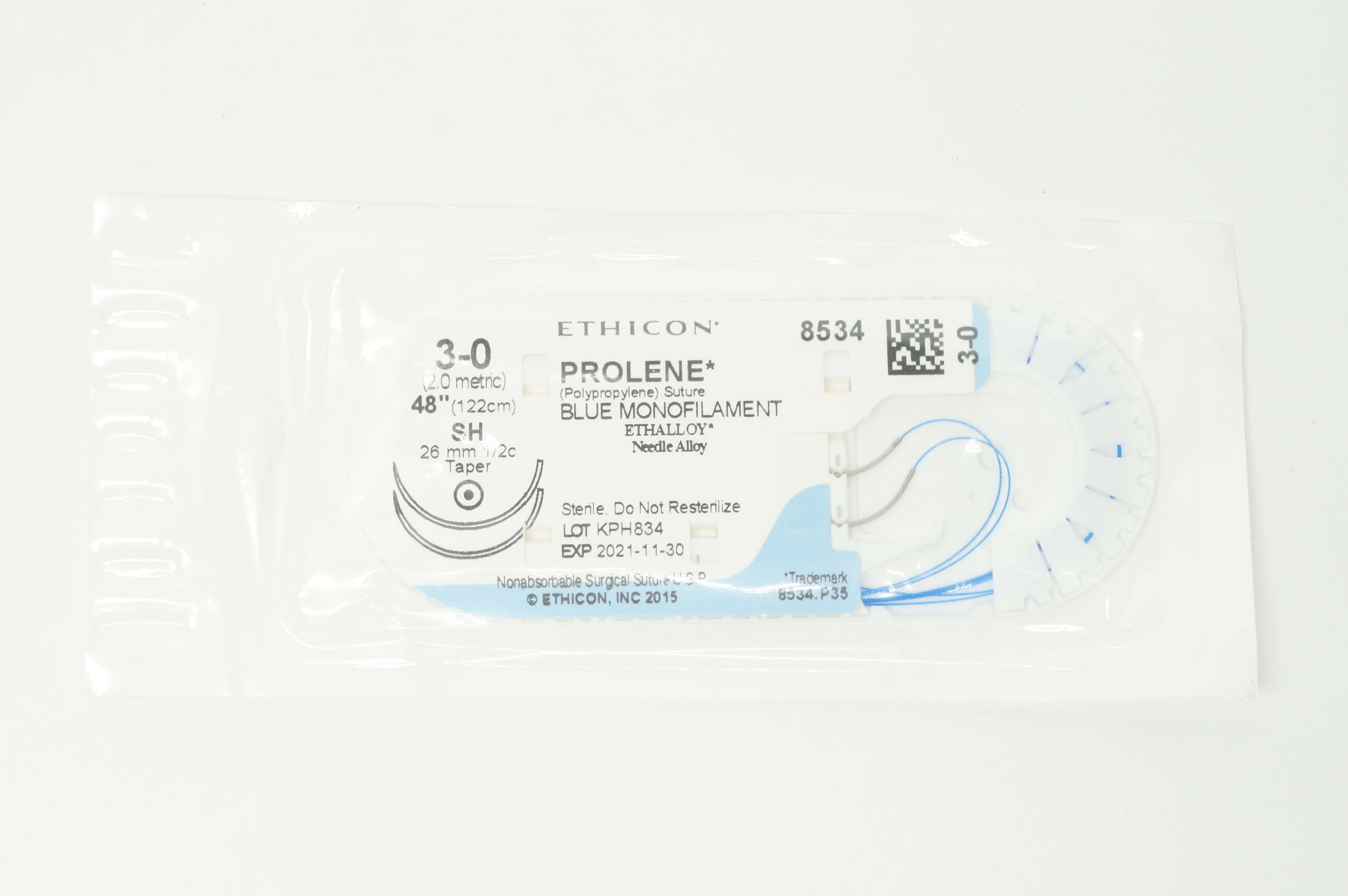 Ethicon 8534 3-0 PROLENE, SH, 26mm 1/2c Taper, 48inch