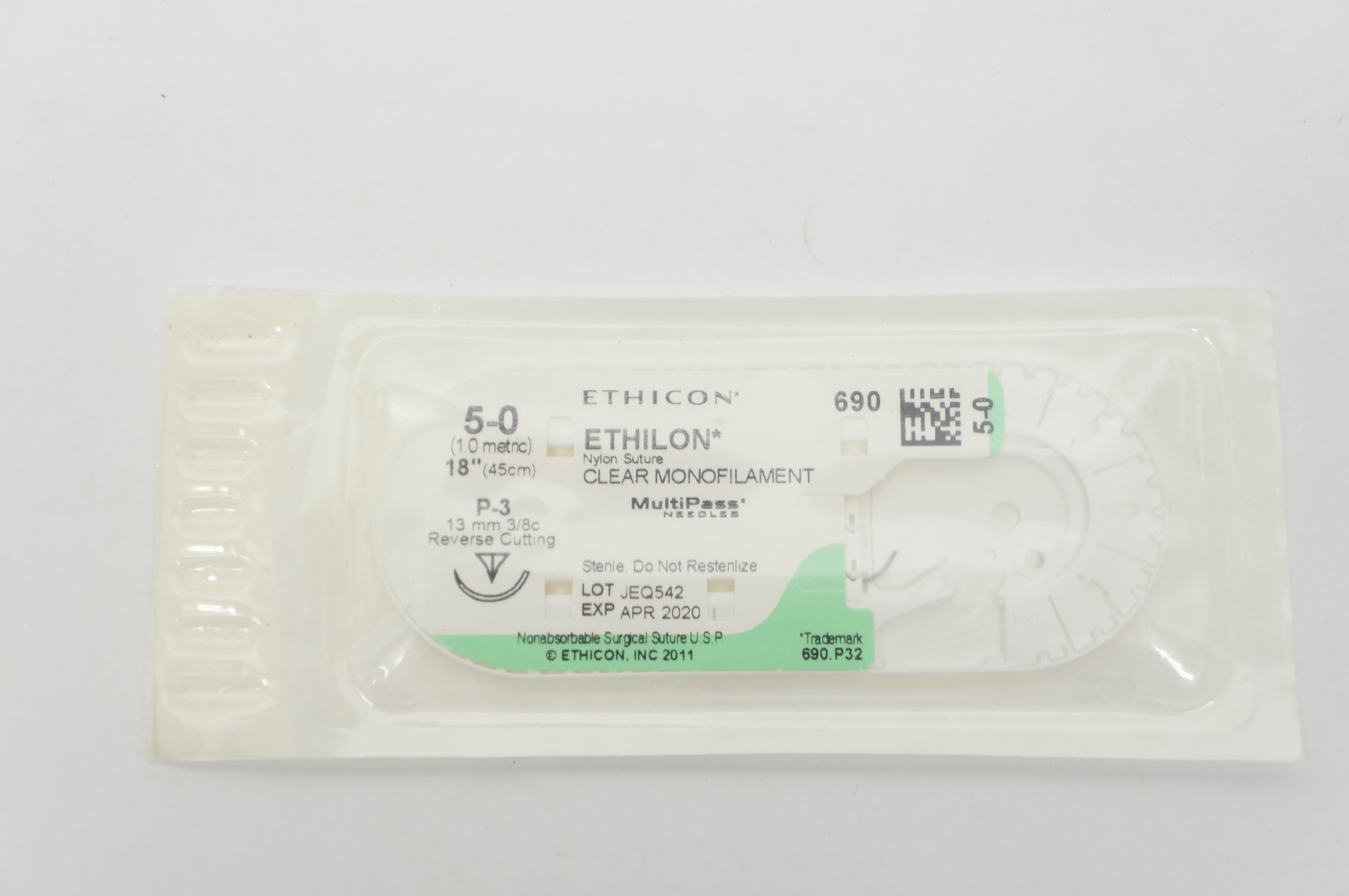 Ethicon 690 5-0 ETHILON Nylon Stre P-3 13mm 3/8c Reverse Cutting, 18inch (x)