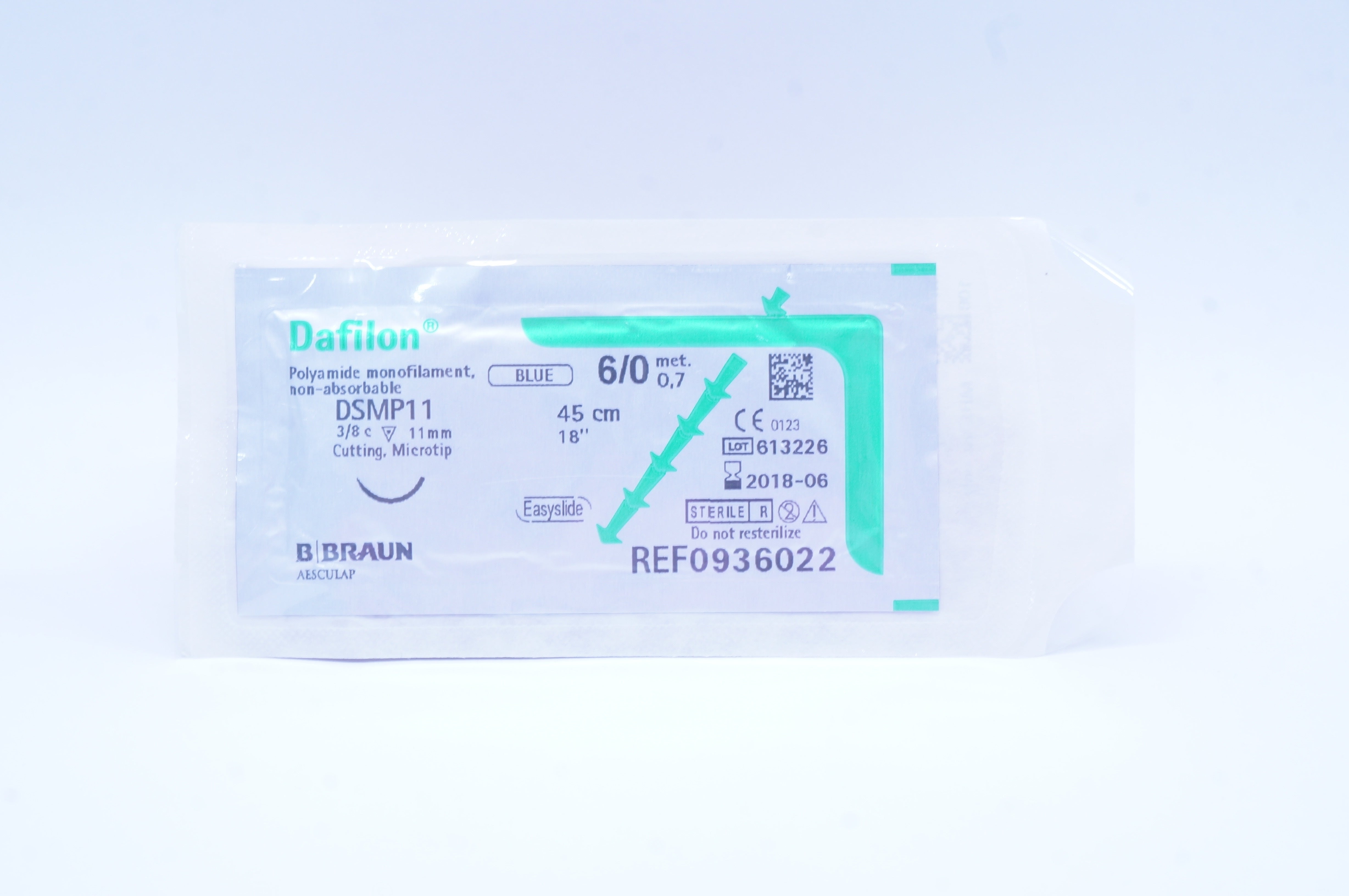 Braun 0936022 6/0 Dafilon Monofilament DSMP11 3/8c 11mm 18inch (x)