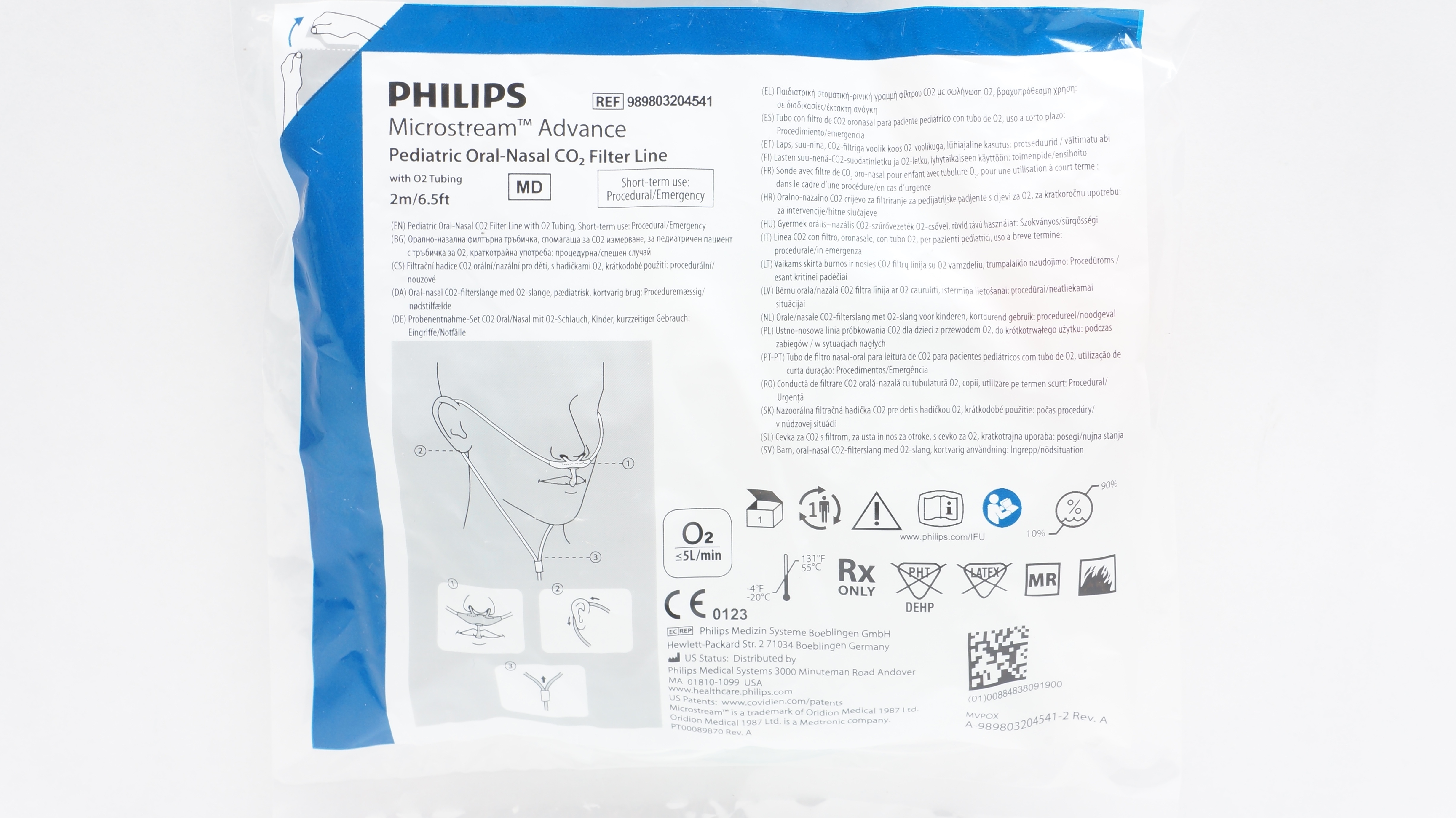 Philips 989803204541 Microstream Advance Pediatric Oral-Nasal CO2 Filter Line