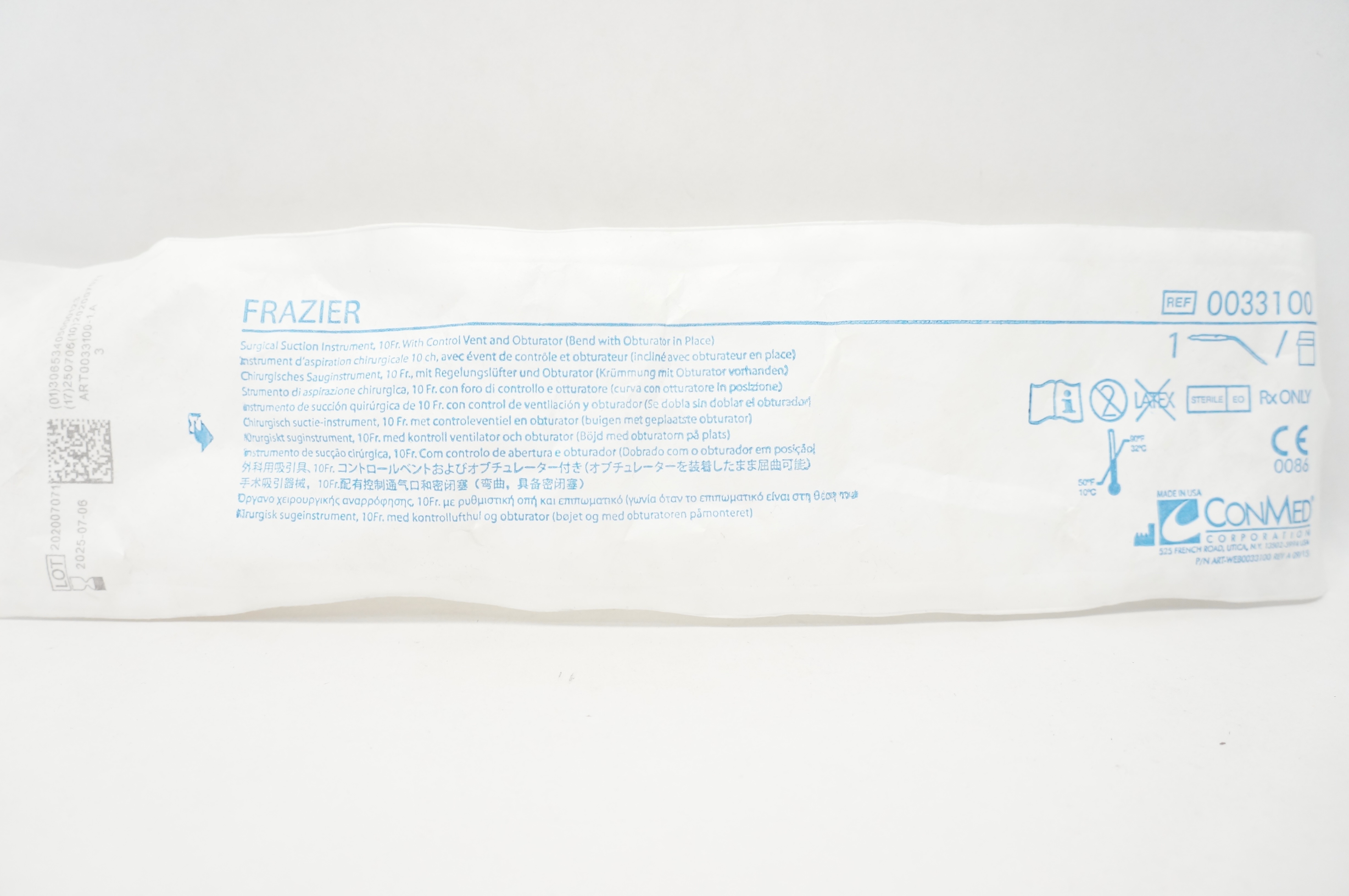 ConMed 0033100 Frazier Surgical Suction Instrument 10Fr
