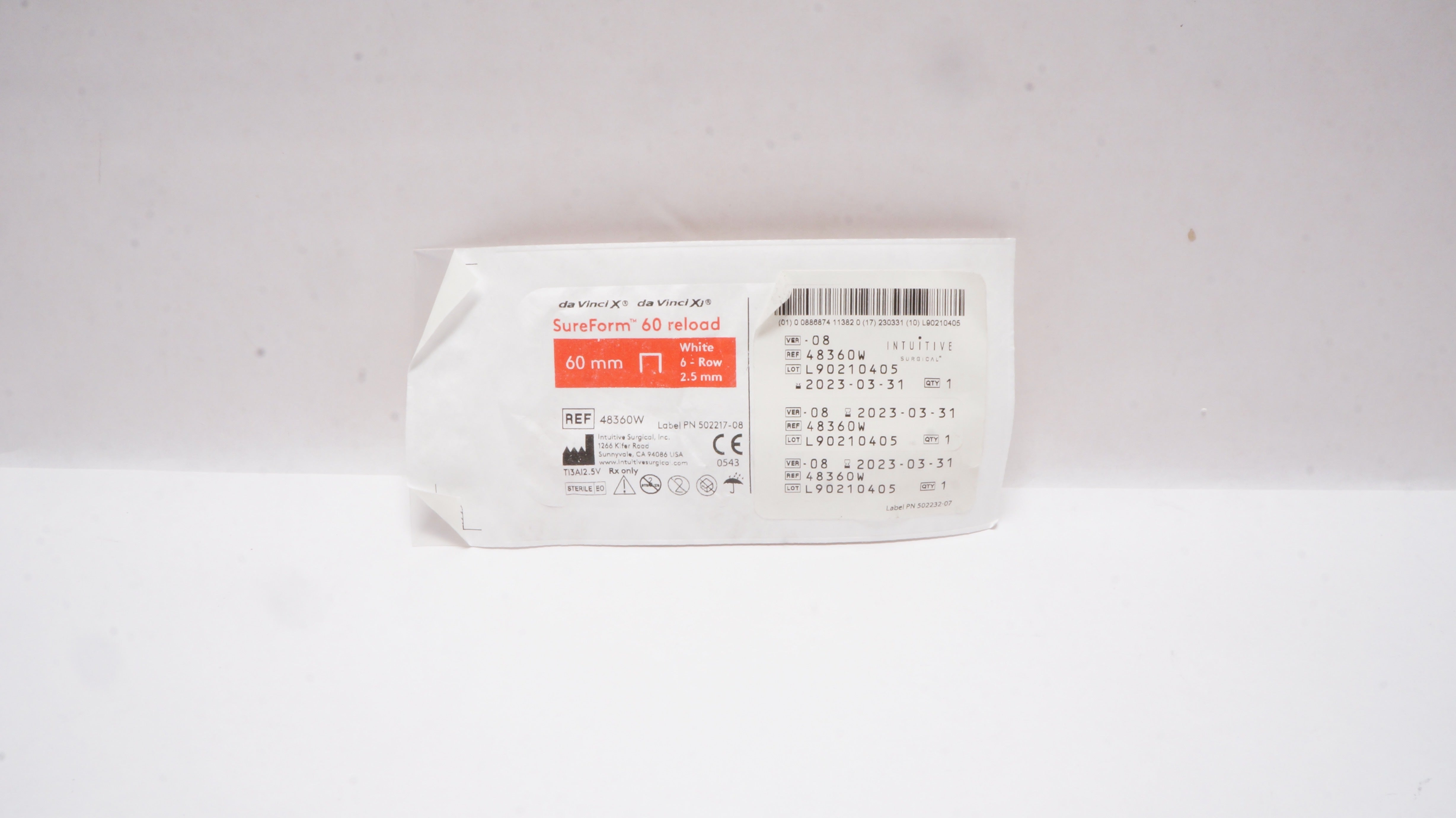 Intuitive 48360W daVinci X Xi SureForm 60 Reload 6-Row White 60mm x 2.5mm (x)