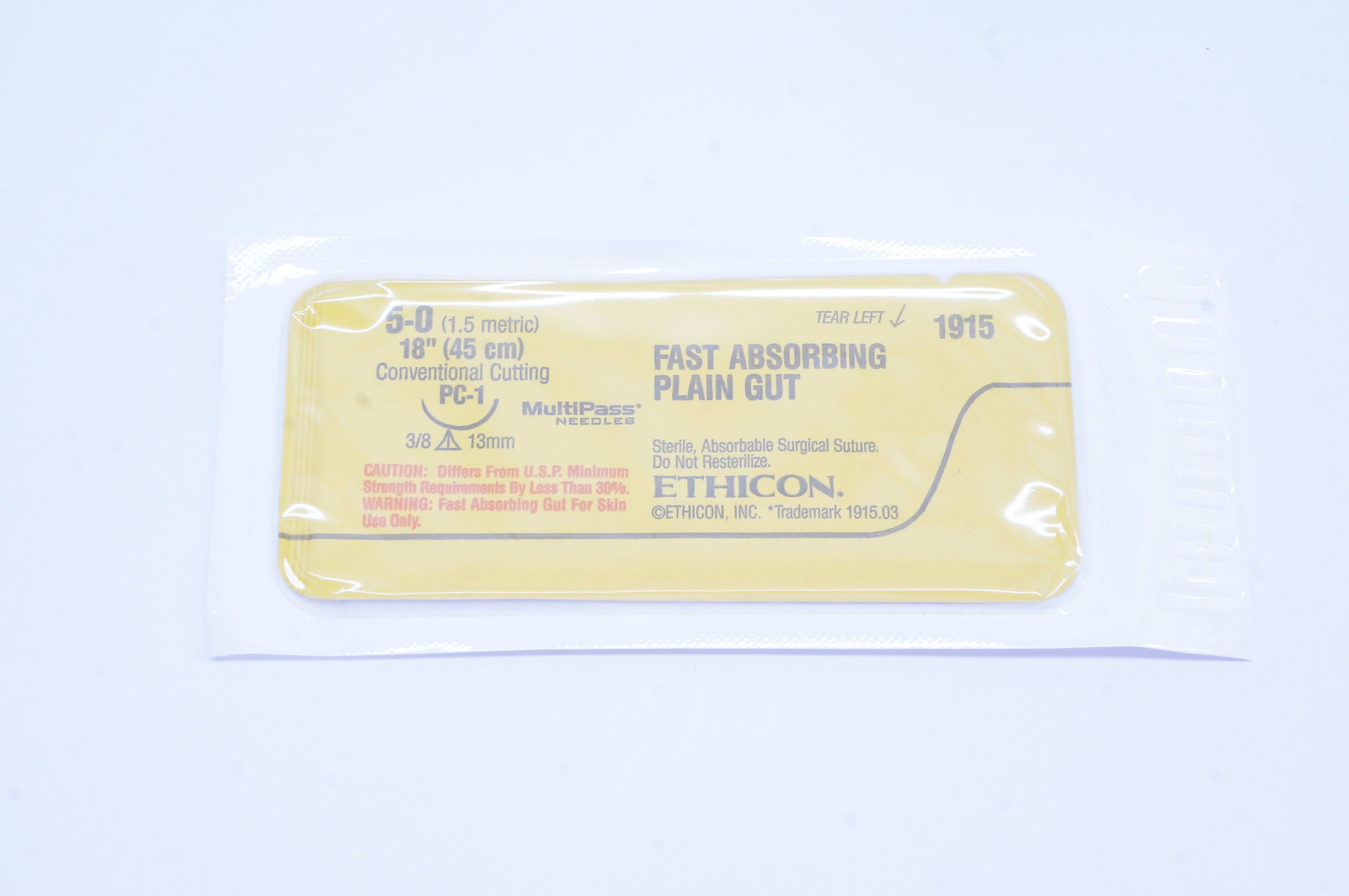 Ethicon 1915 5-0 Plain Gut PC-1 3/8 13mm Conventional Cutting, 18 inch (x)