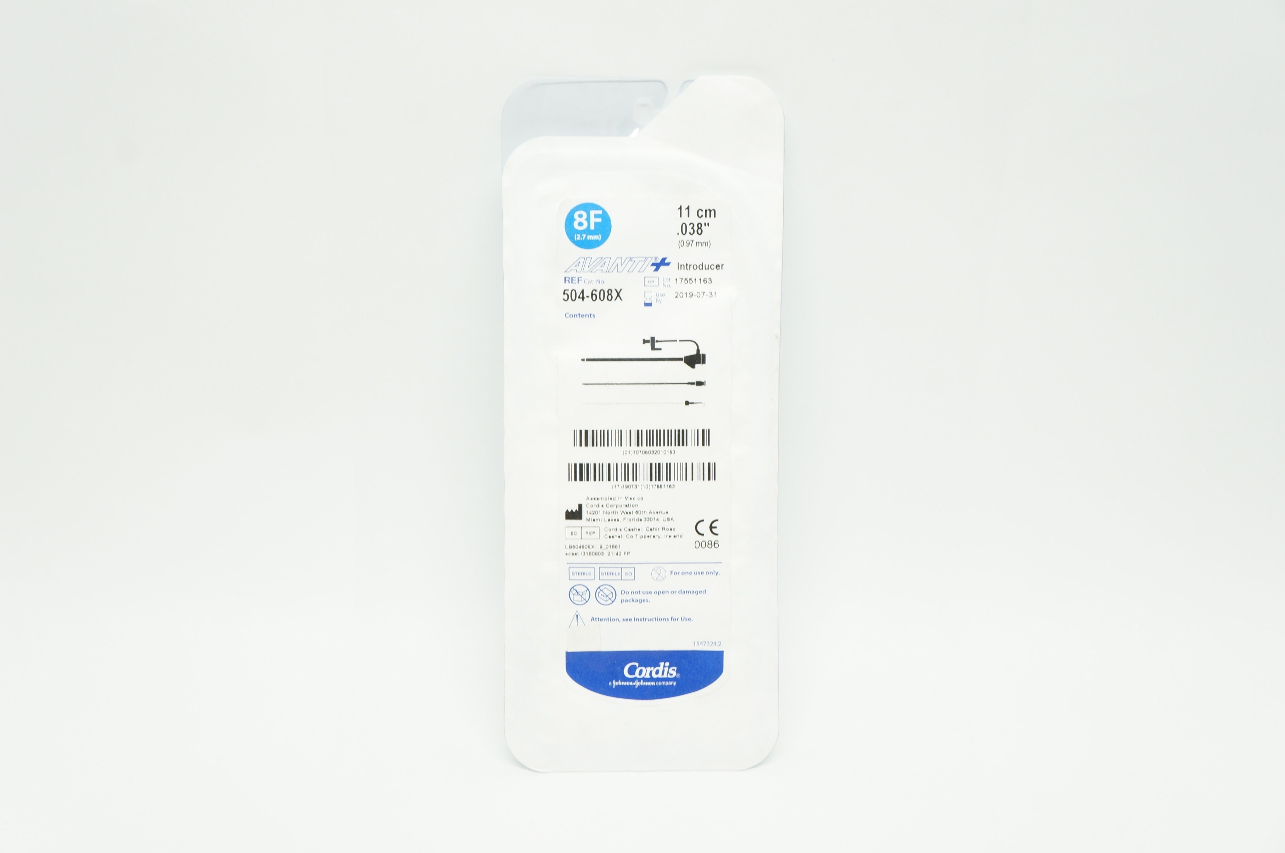 Cordis 504608X Avanti Introducer 8F x 11cm x .038 inch (x)