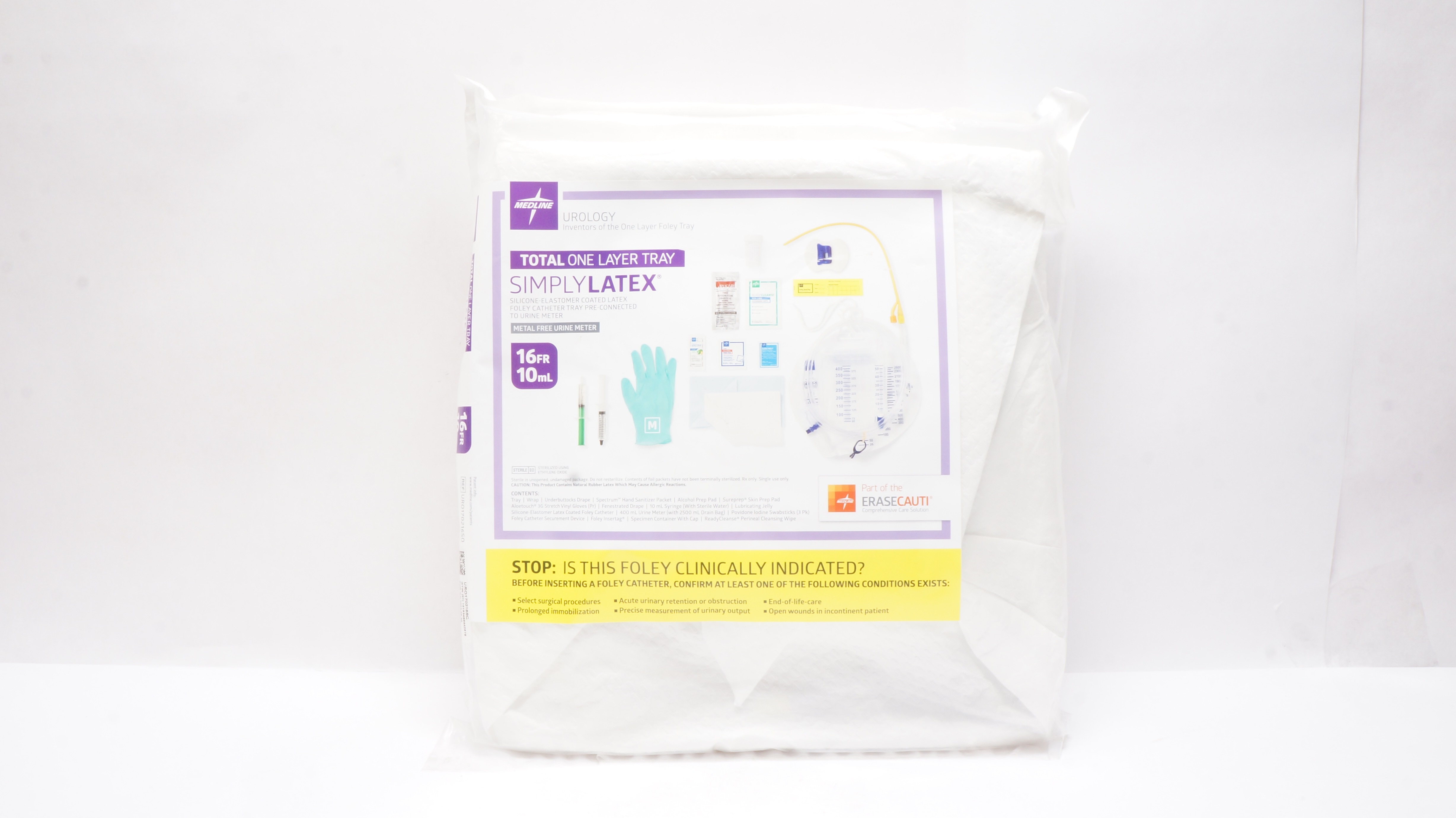 Medline URO170216CSQ Total One Layer Tray Simplylatex Coude Cath.16Fr.,10mL (x)