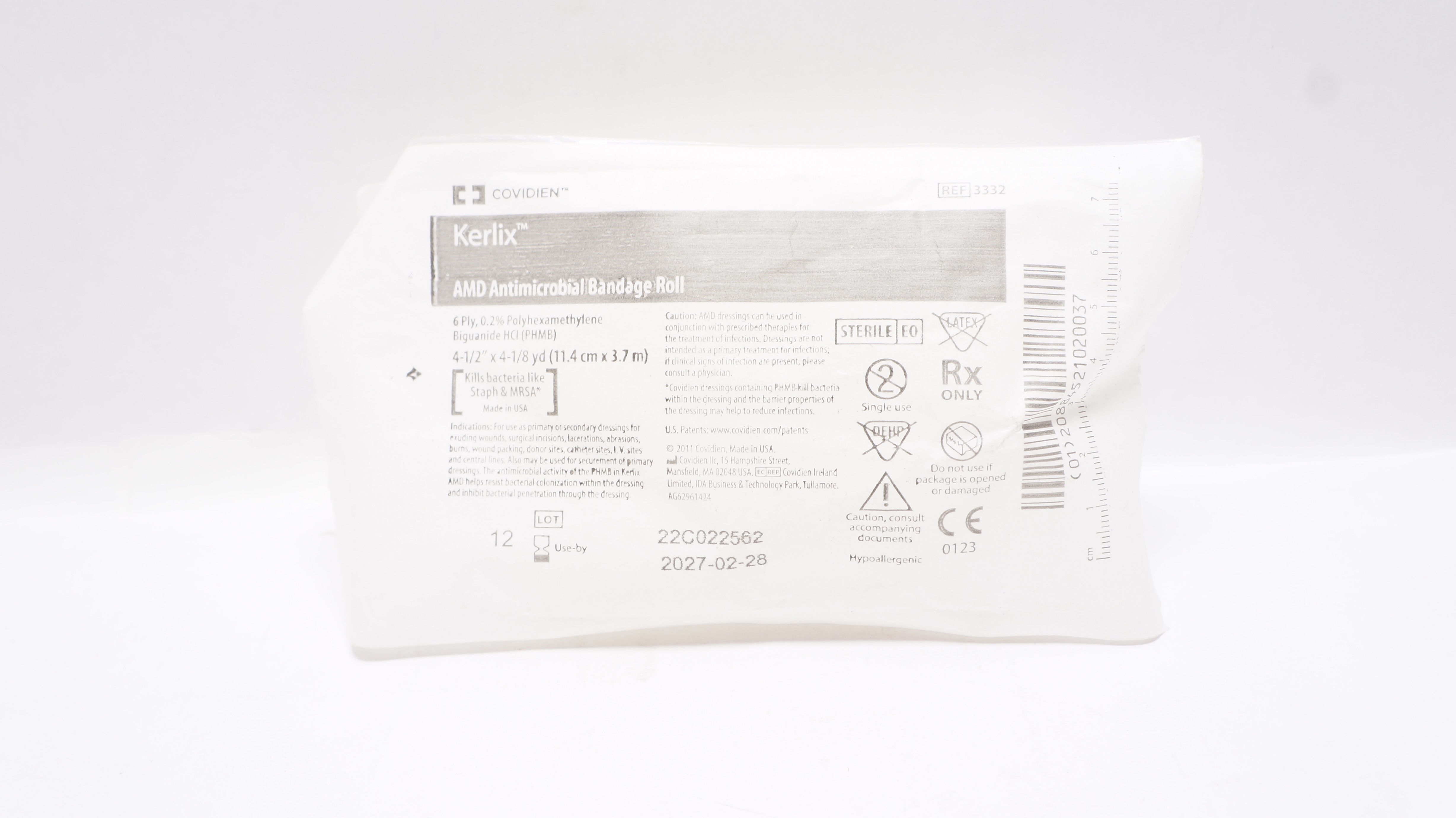 Covidien 3332 Kerlix AMD Antimicrobial Bandage Roll 6-Ply 4-1/2inch x 4-1/8yd