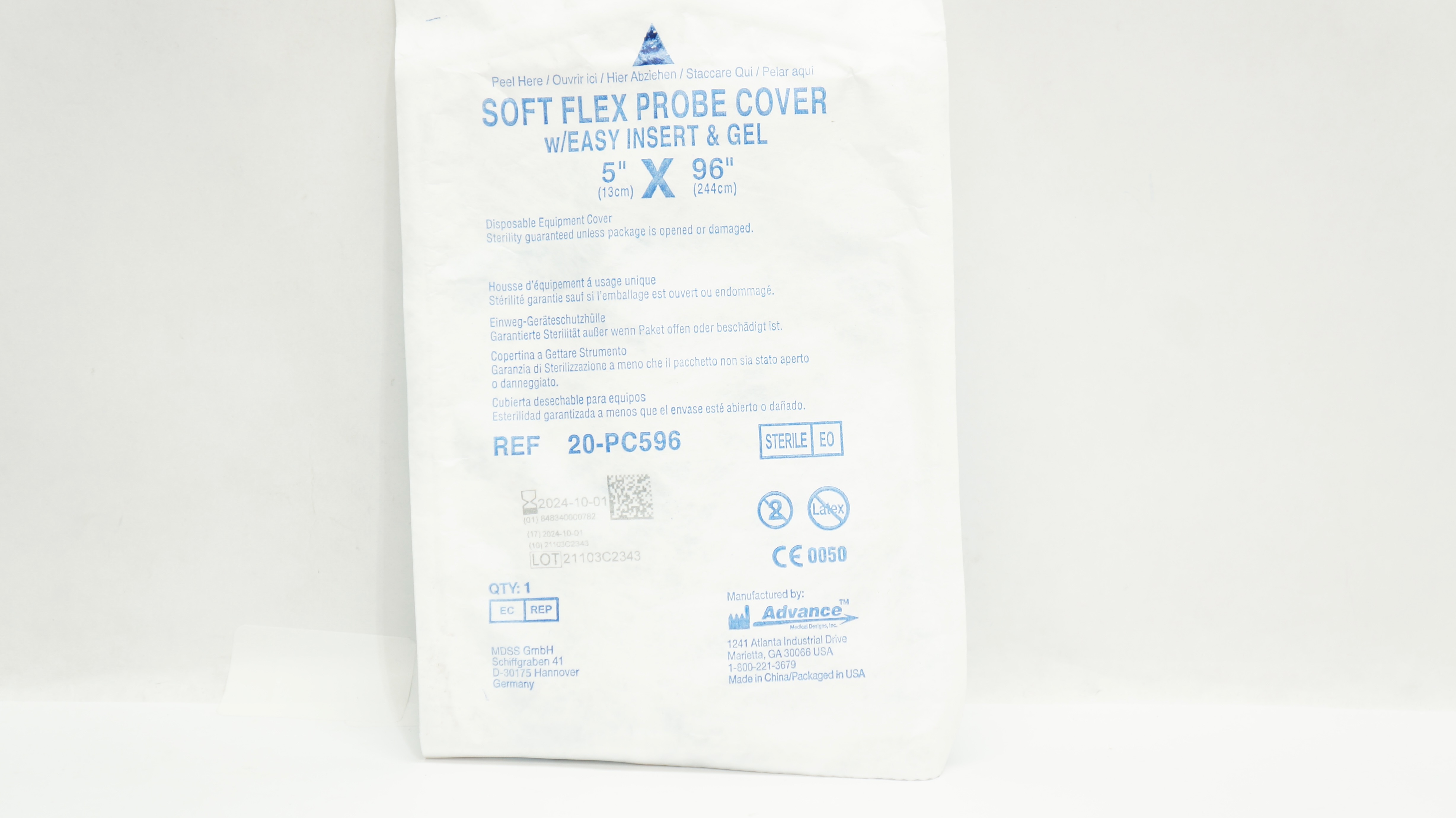 Advance 20-PC596 Soft Flex Probe Cover W/Easy Insert & Gel 5In x 96In