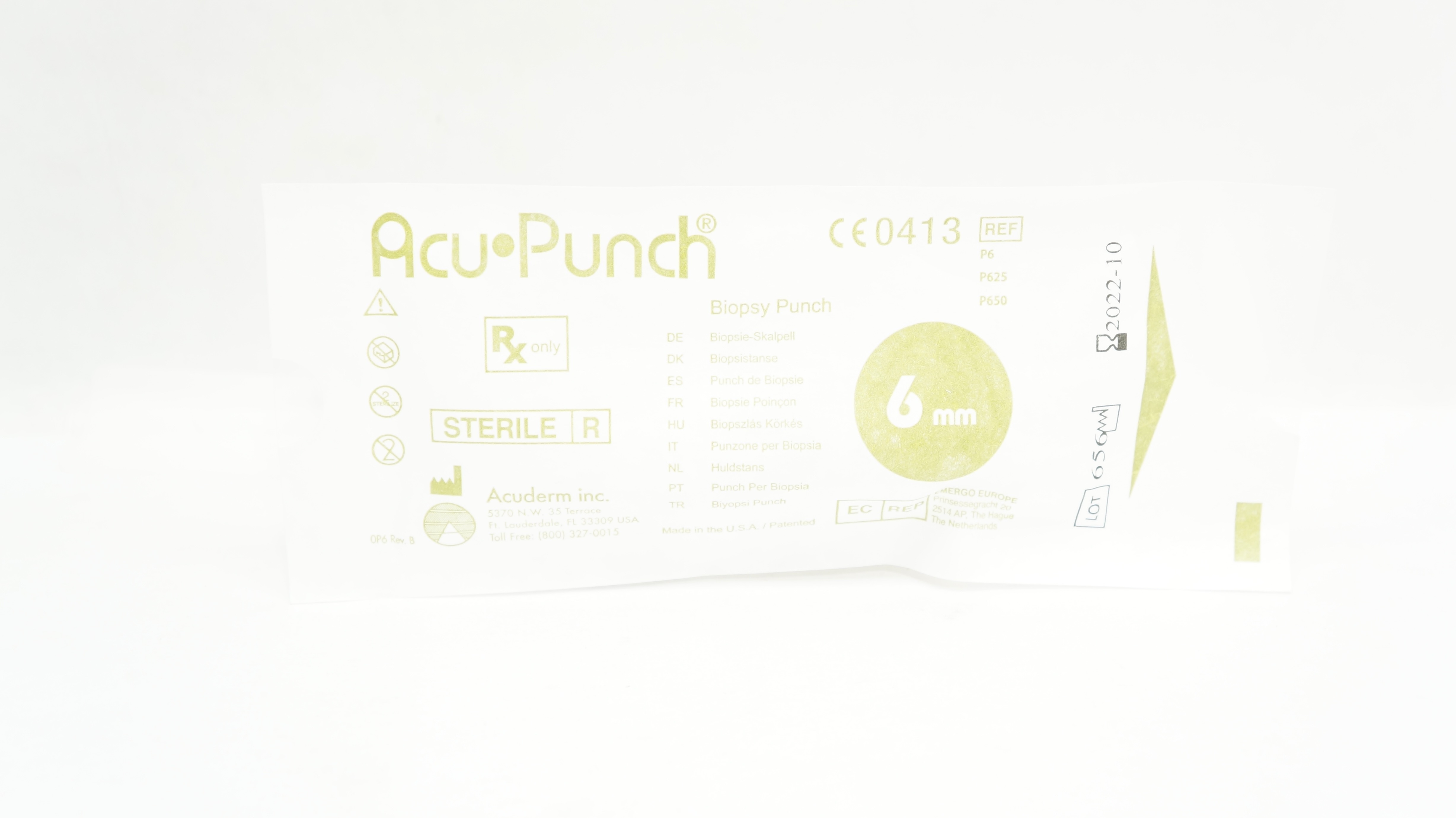 Acuderm Acuderm P6/P625/P650 Acu Punch Biopsy Punch 6mm (x)