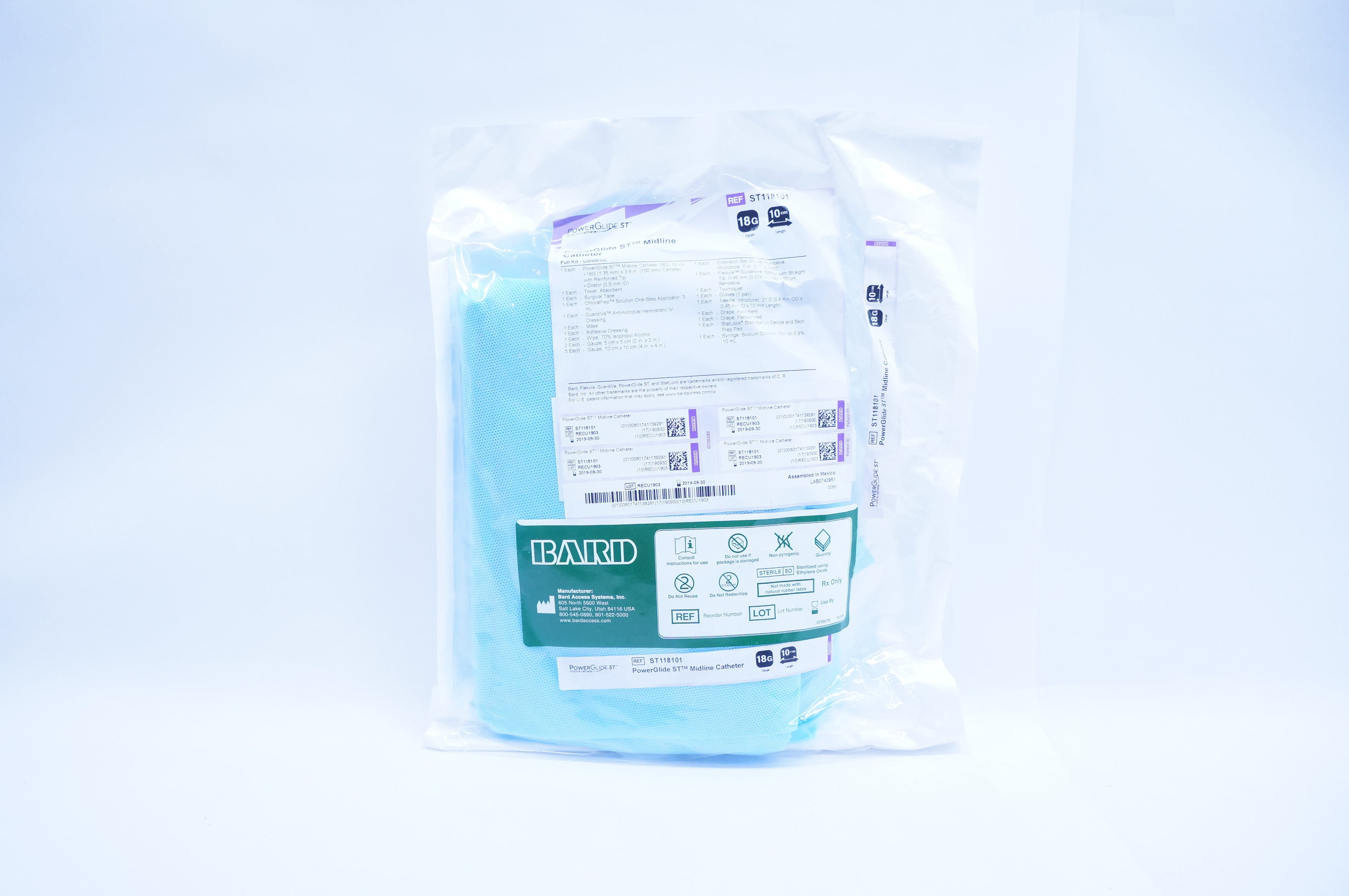 Bard ST118101 PowerGlide ST Midline Cath Kit 18G x 10cm (x)