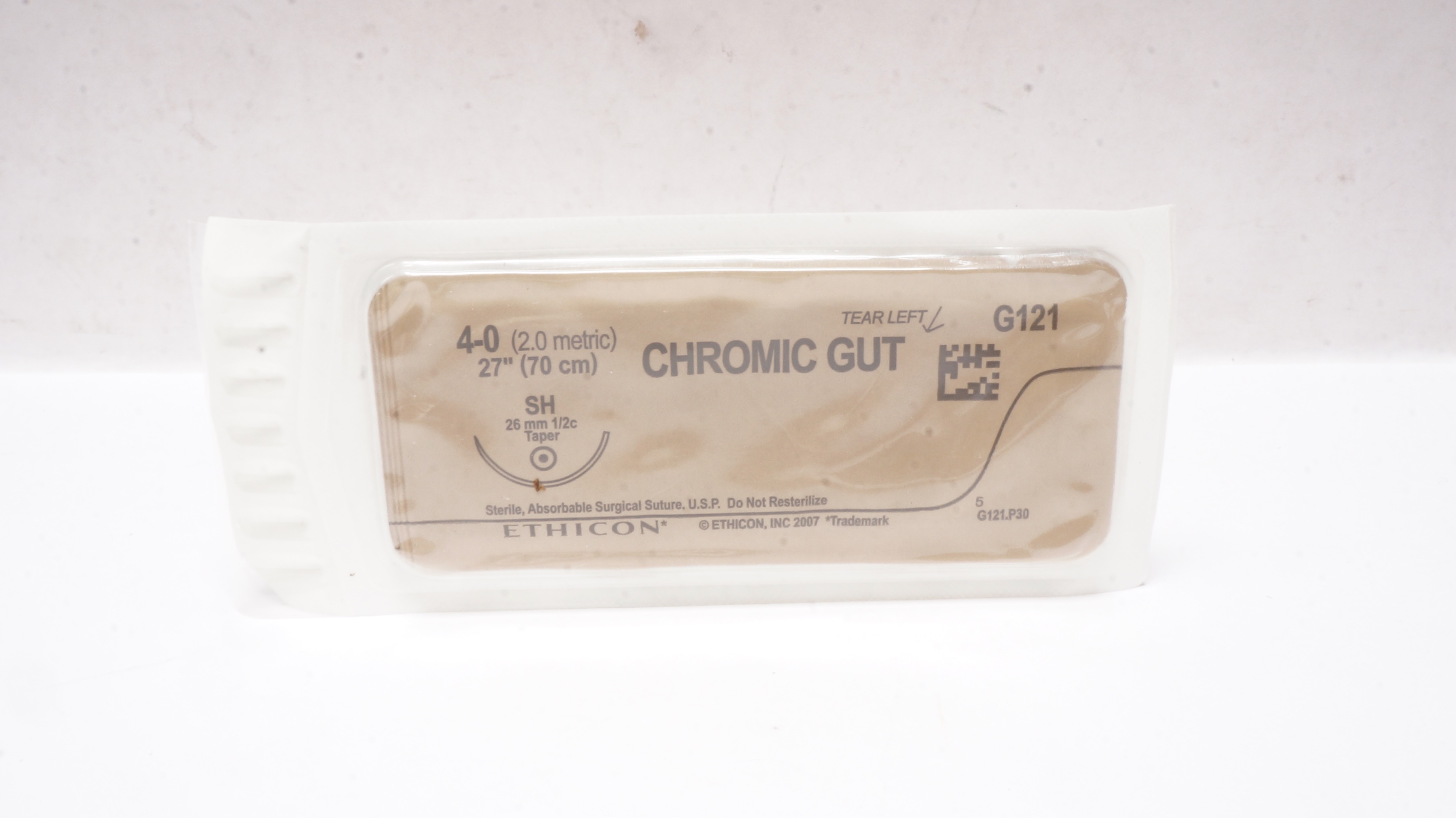 Ethicon G121 4-0 CHROMIC GUT, SH, 26mm 1/2c Taper, 27inch
