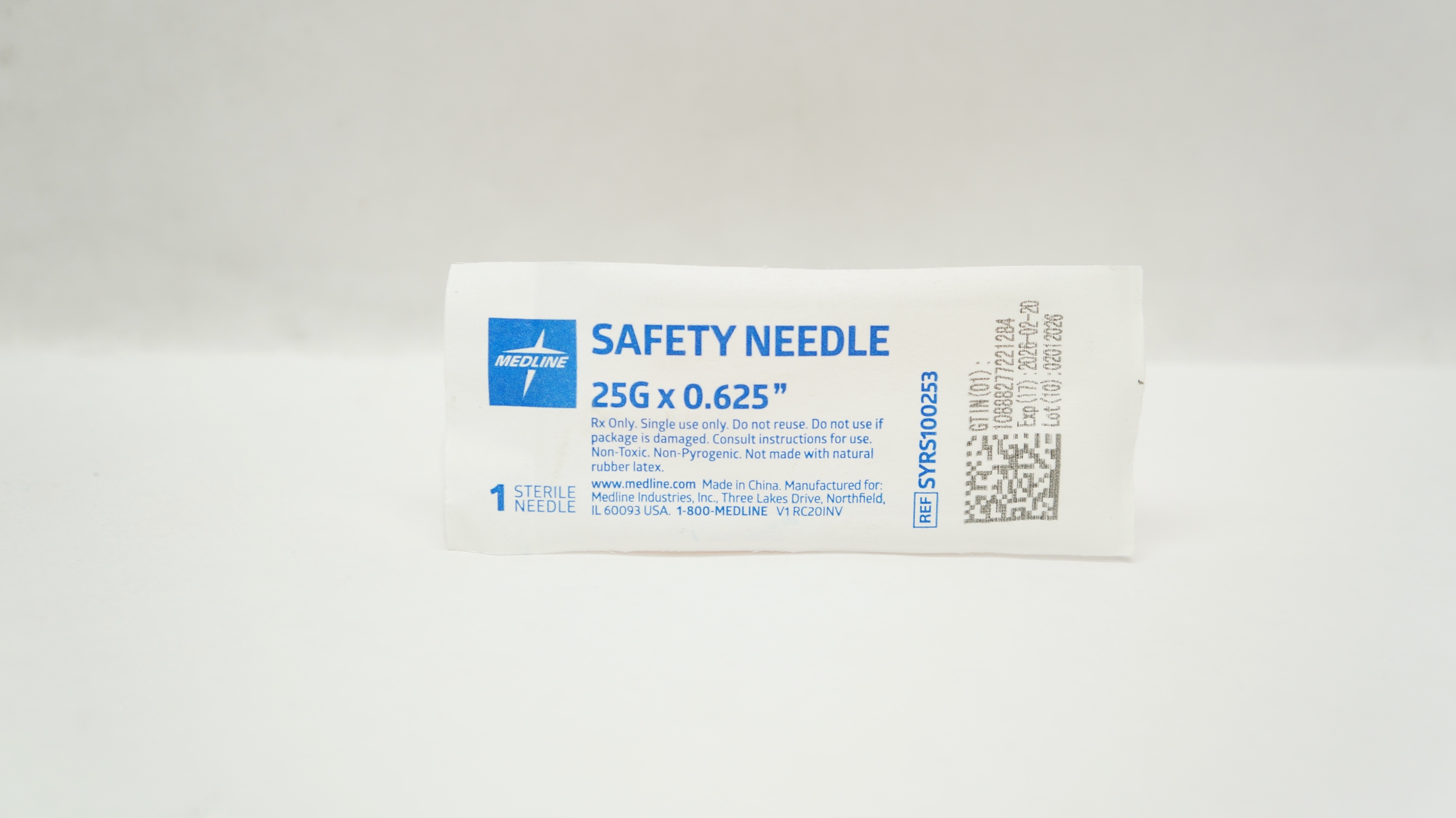 Medline SYRS100253 Safety Ndle. 25G x 0.625inch