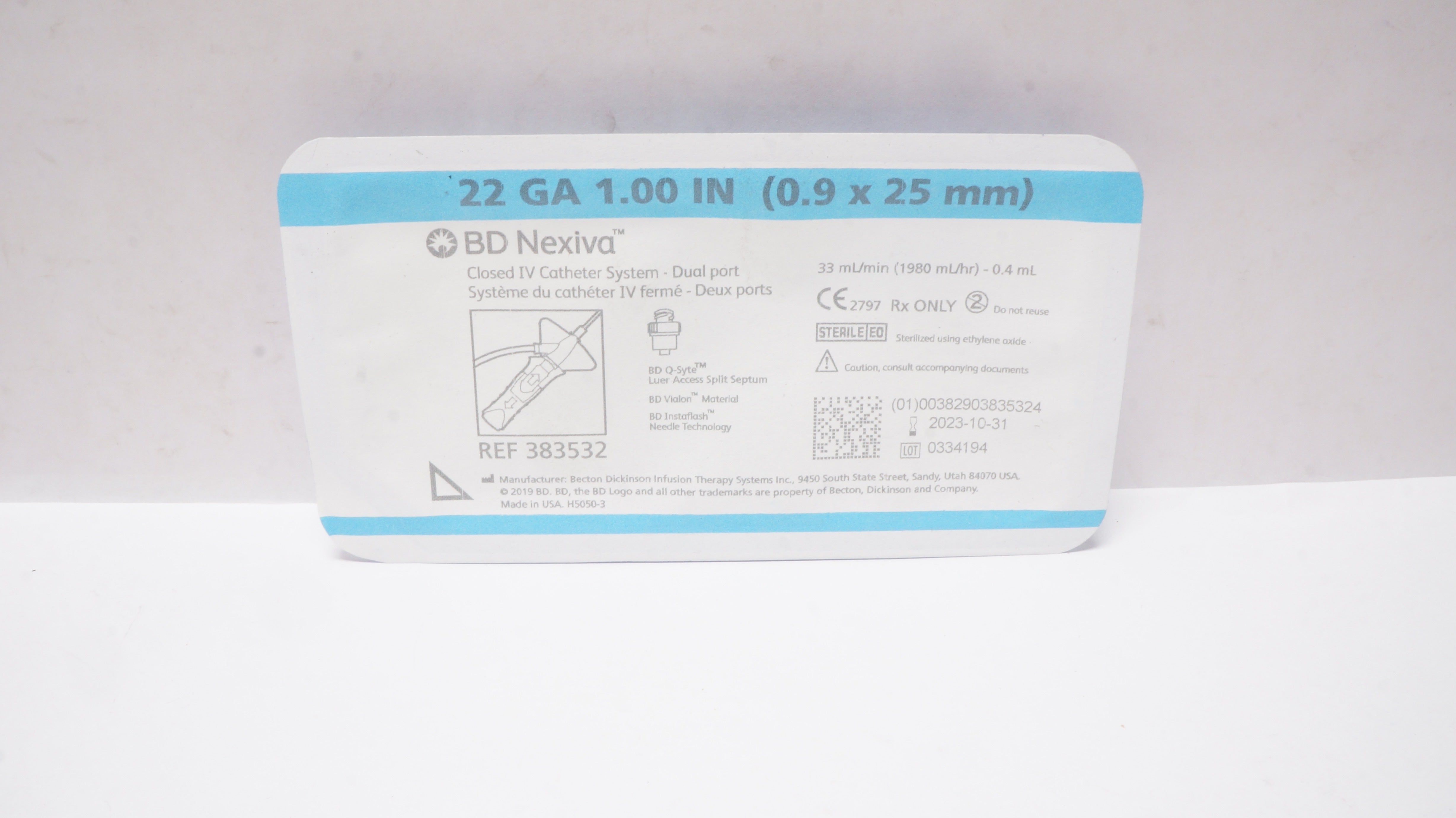 BD 383532 Nexiva Closed IV Cath. System 22Ga x 1inch (x)