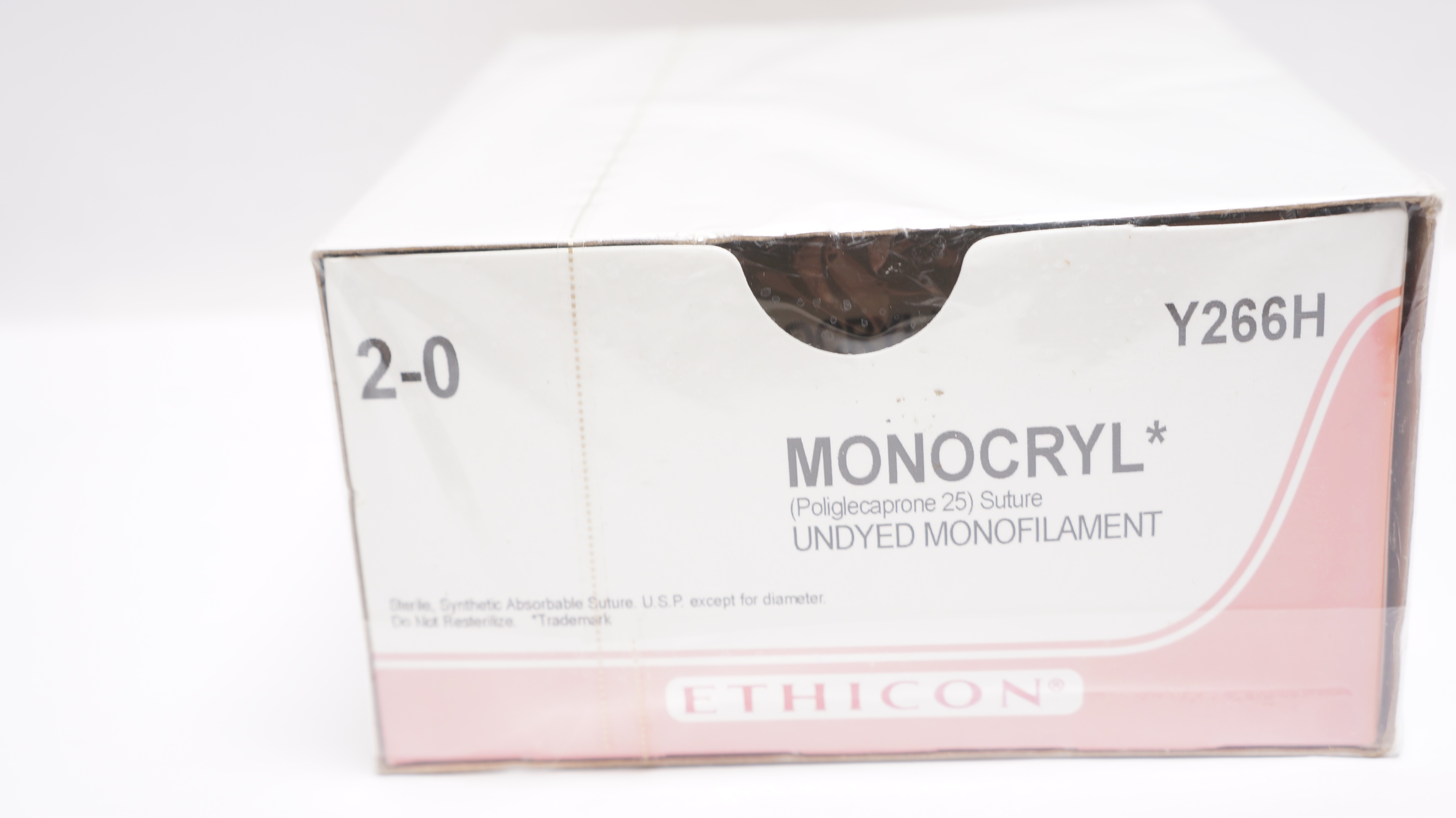 Ethicon Y266H 2-0 Monocryl CP-1 36mm 1/2c Reverse Cutting 27inch (x) - Box of 36