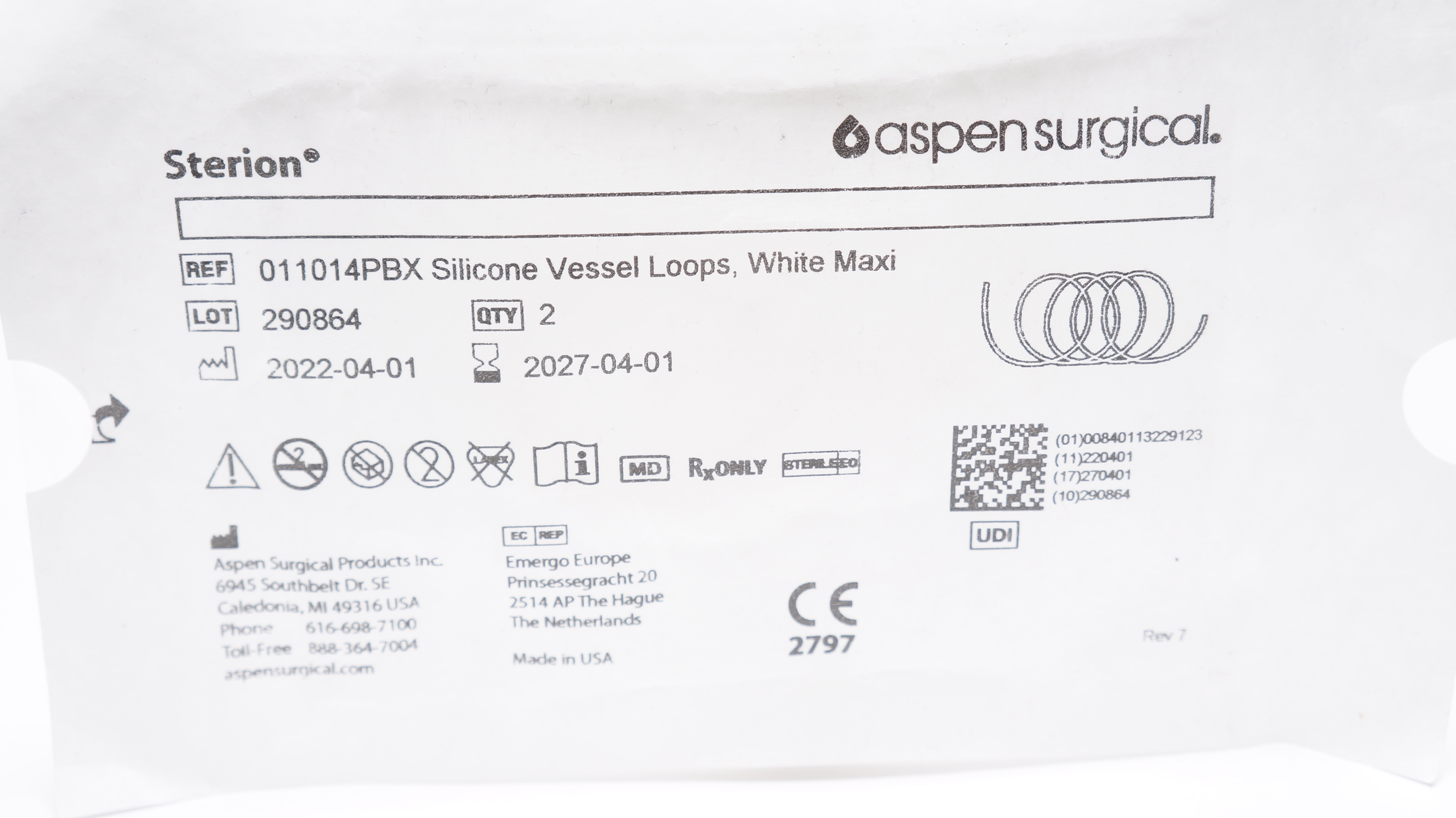 Single Vessel Loop Aspen 011014PBX Silicone Vessel Loops White Maxi - Pack of 2