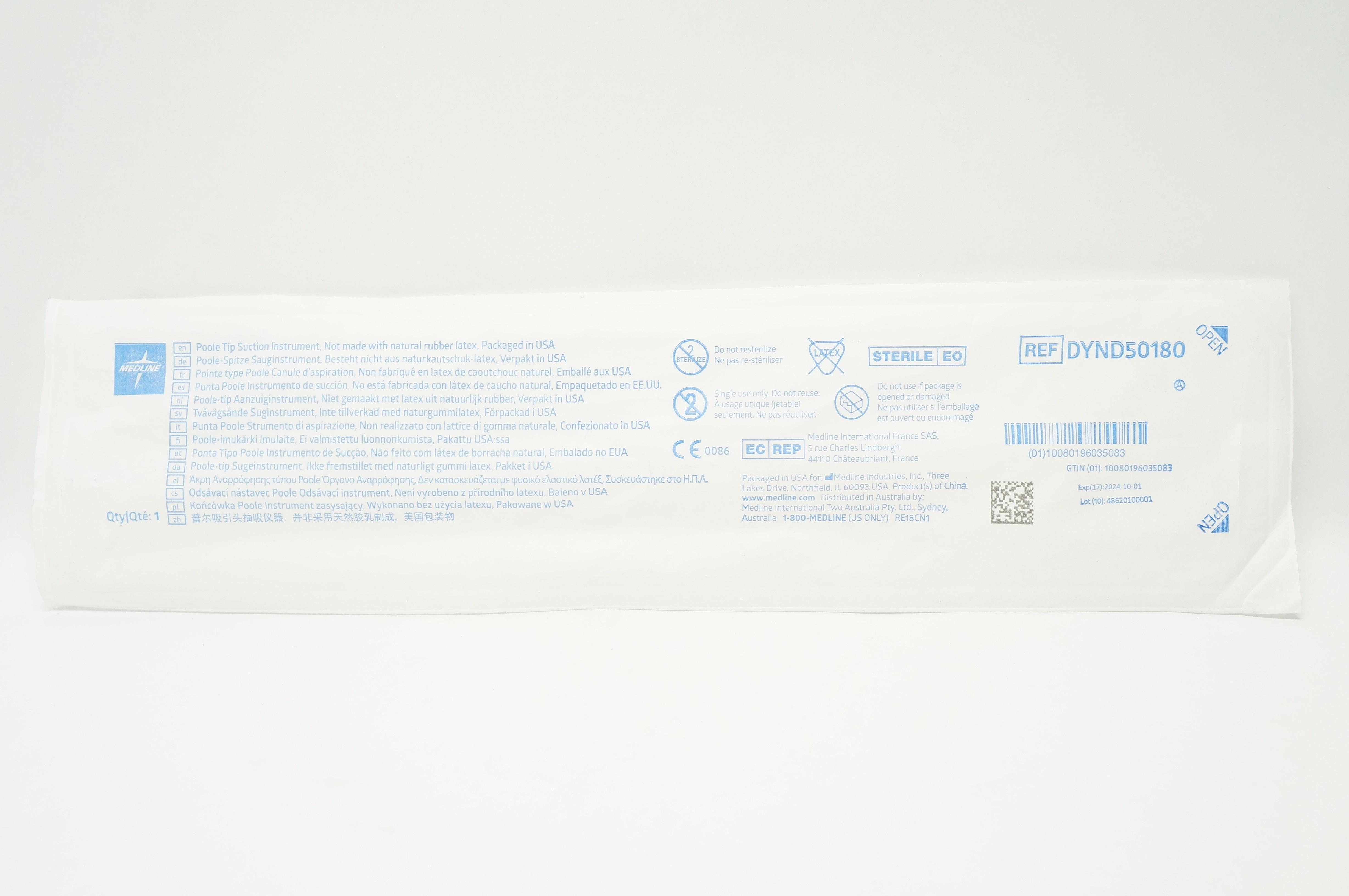 Medline DYND50180 Poole Tip Suction Instrument
