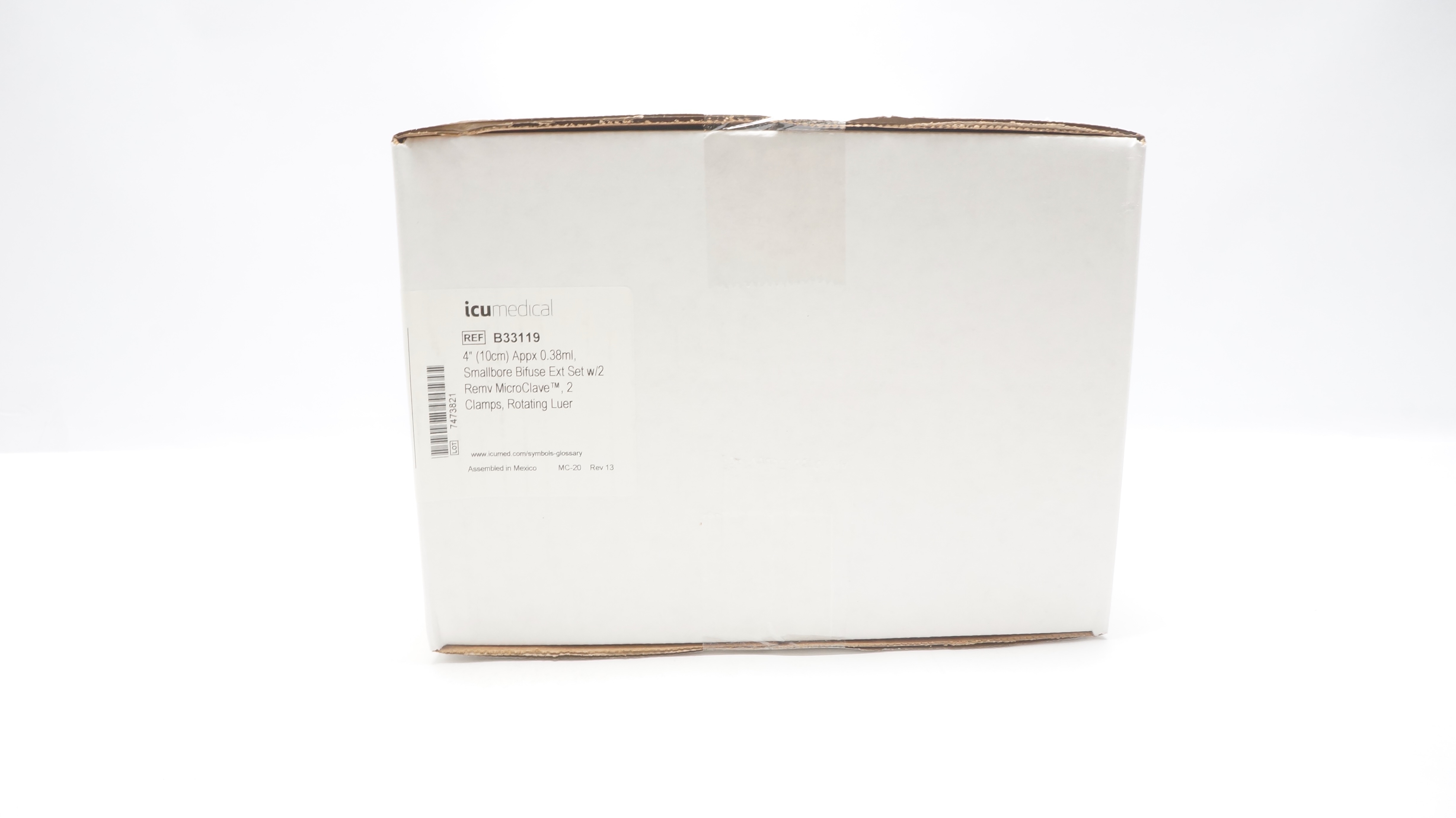 ICU Medical B33119 4inch Appx. 0.38ml Smallbore Bifuse Extension Set - Box of 50