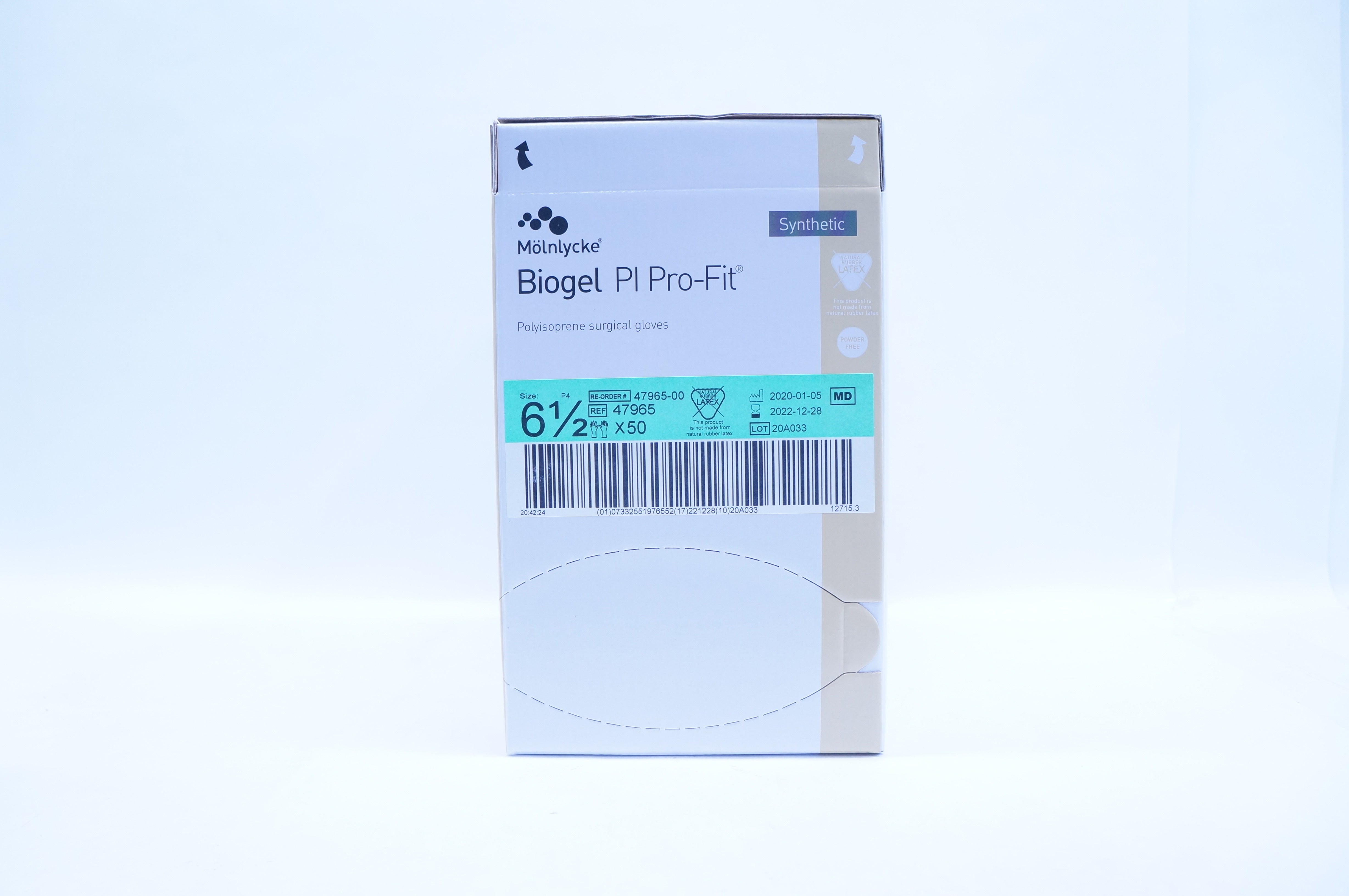 Mölnlycke 47965 Biogel PI ProFit Polyisoprene Surgical Gloves 6 1/2