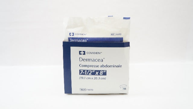 Covidien 7197D Dermacea Abdominal Pad 7-1/2In x 8In - Box of 18