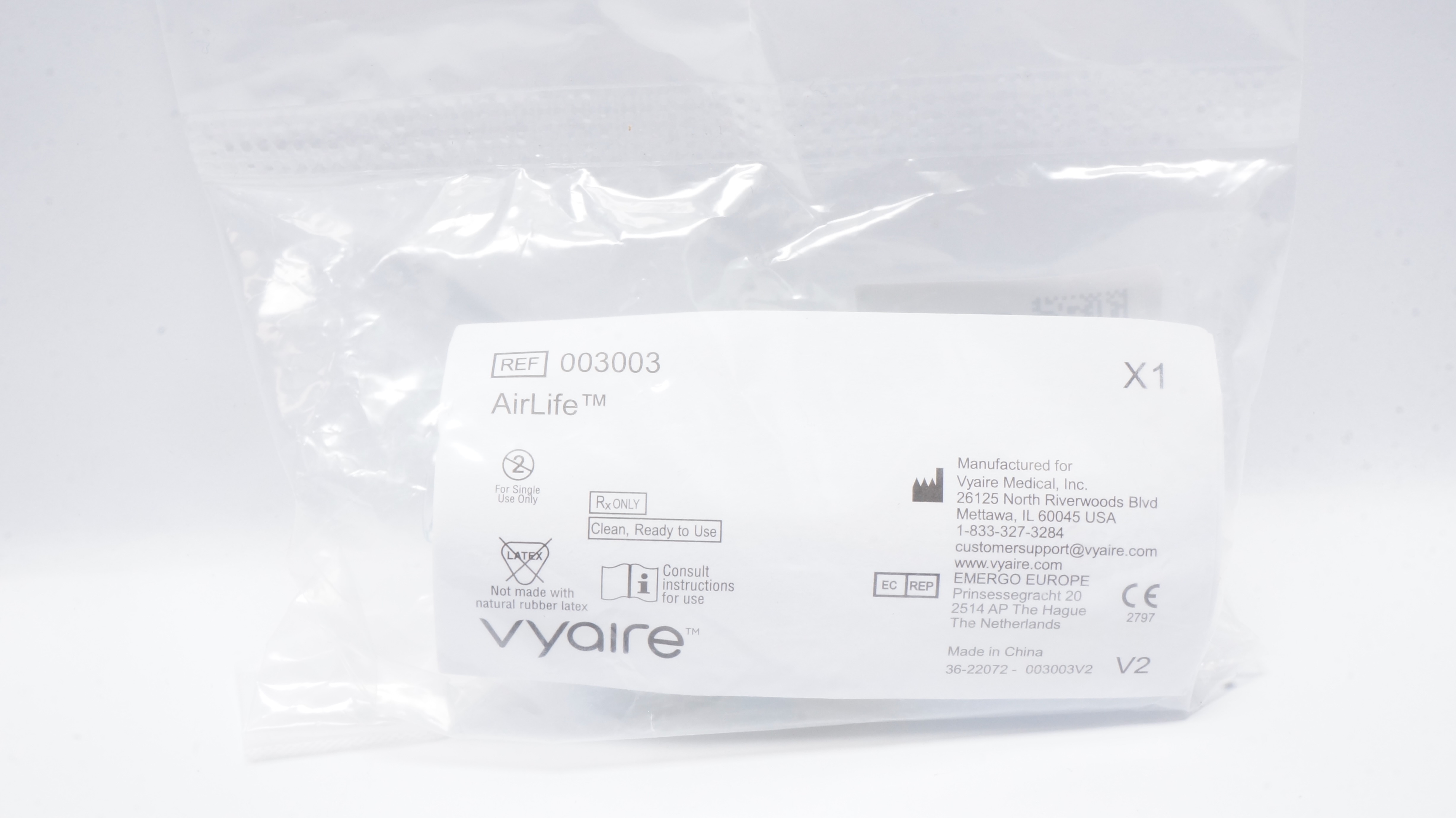Vyaire 003003 AirLife Hygroscopic Condenser Humidifier 35mg 500mL