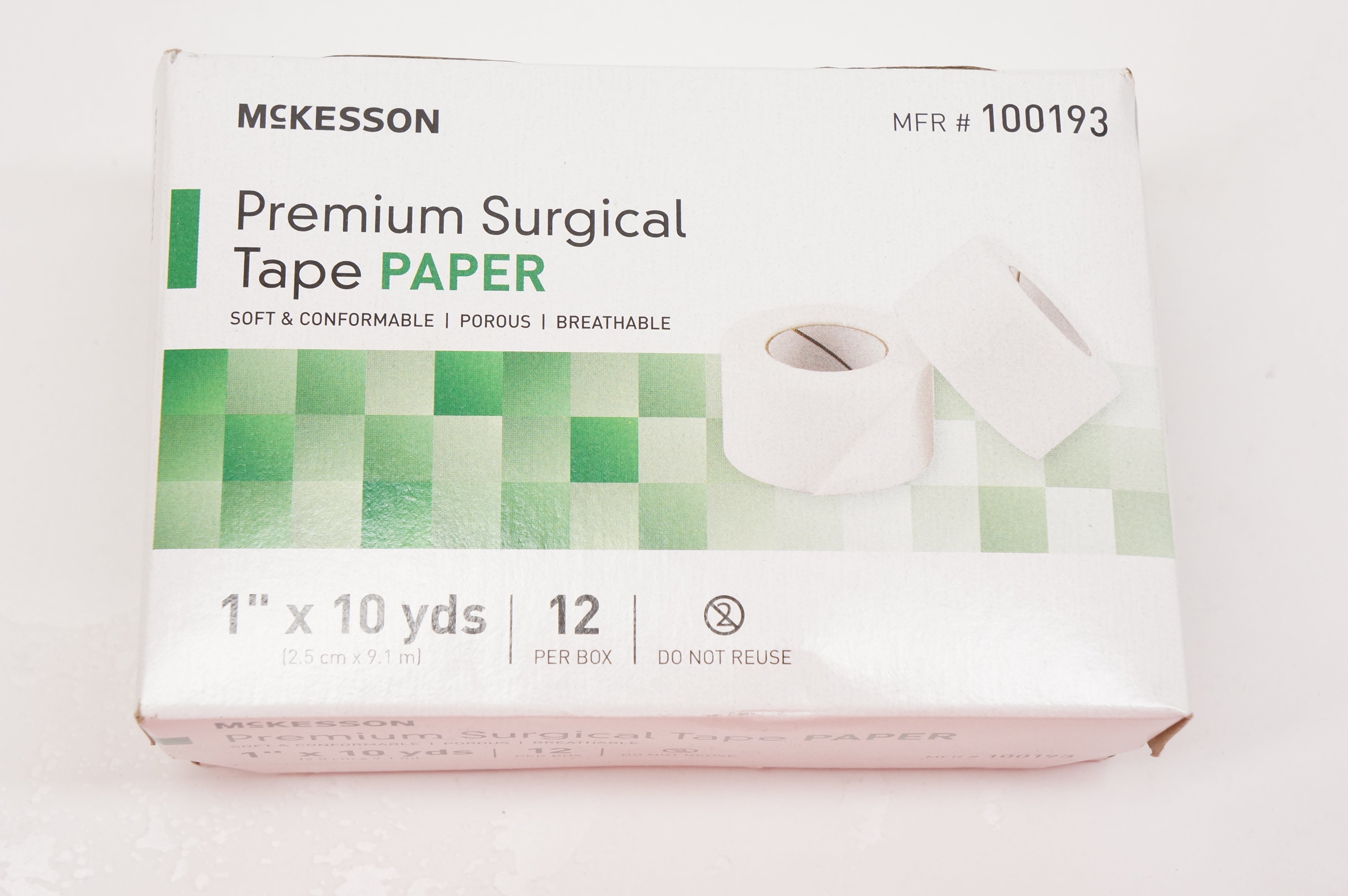 McKesson 100193 Premium Surgical Tape Paper 1inch x 10yds. - Box of 12