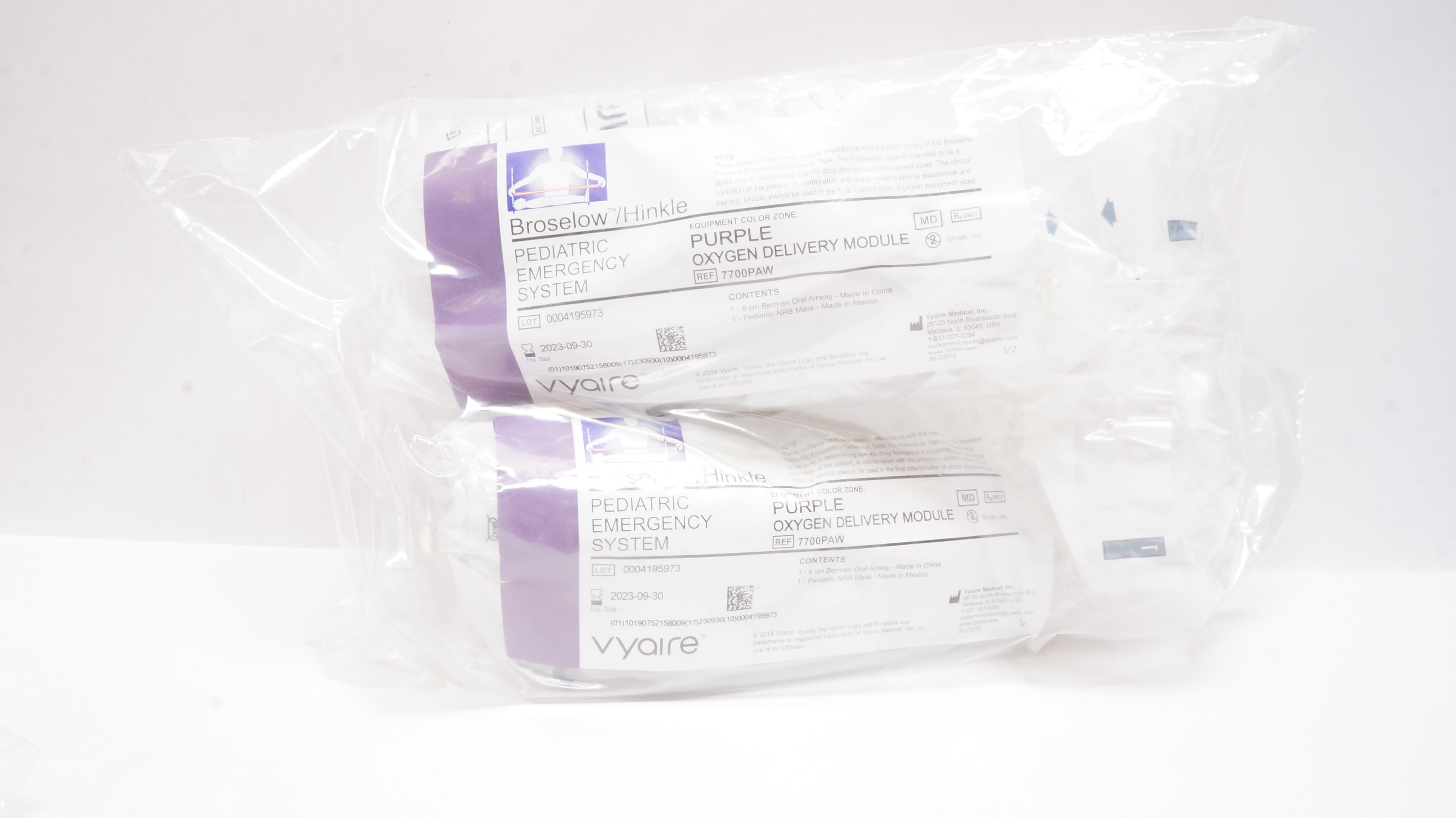 Vyaire 7700PAW Broselow/Hinkle Pediatric Oxygen Delivery Module Purple