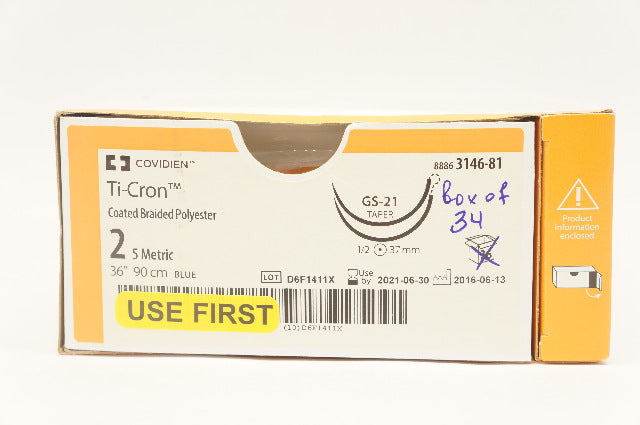 Covidien 88863146-81 2 Ti-Cron Blue 90cm GS-21 Taper 37mm - Box of 34 (x)