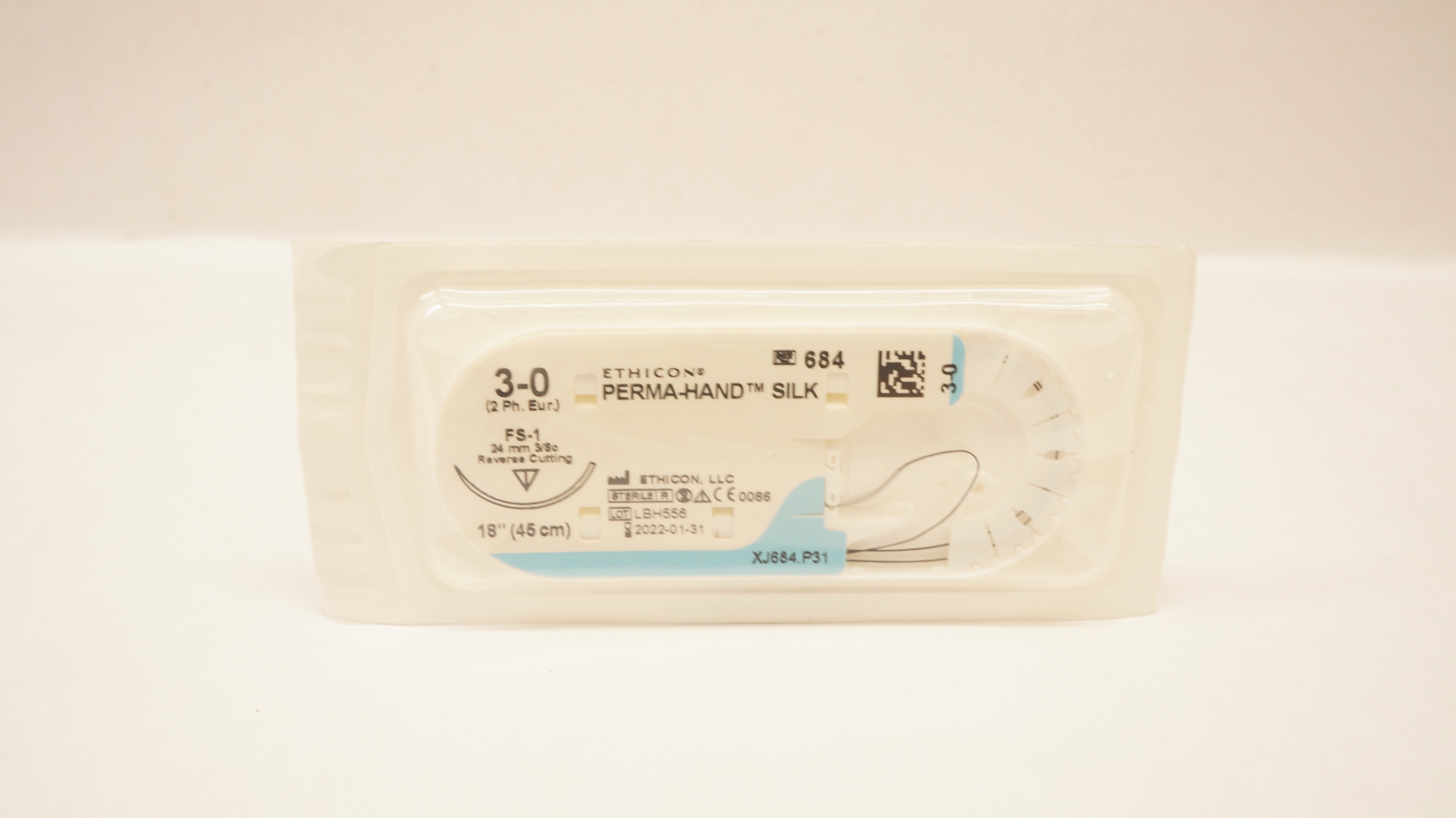 Ethicon 684 3-0 Perma-Hand Silk FS-1 24mm 3/8c Reverse Cutting 18inch (x)