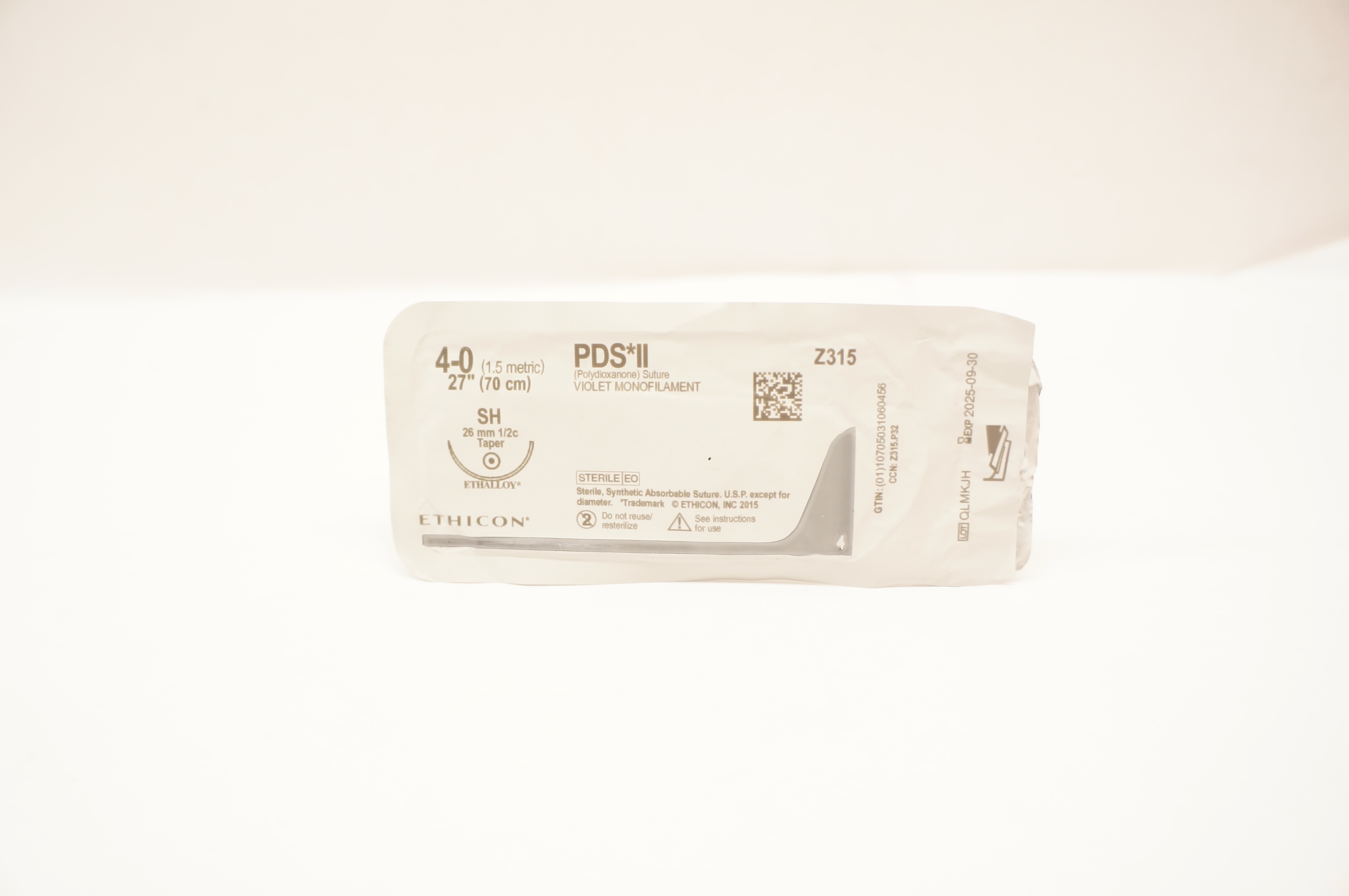 Ethicon Z315 4-0 PDS II Polydioxanone Stre SH 26mm 1/2c Taper, 27inch