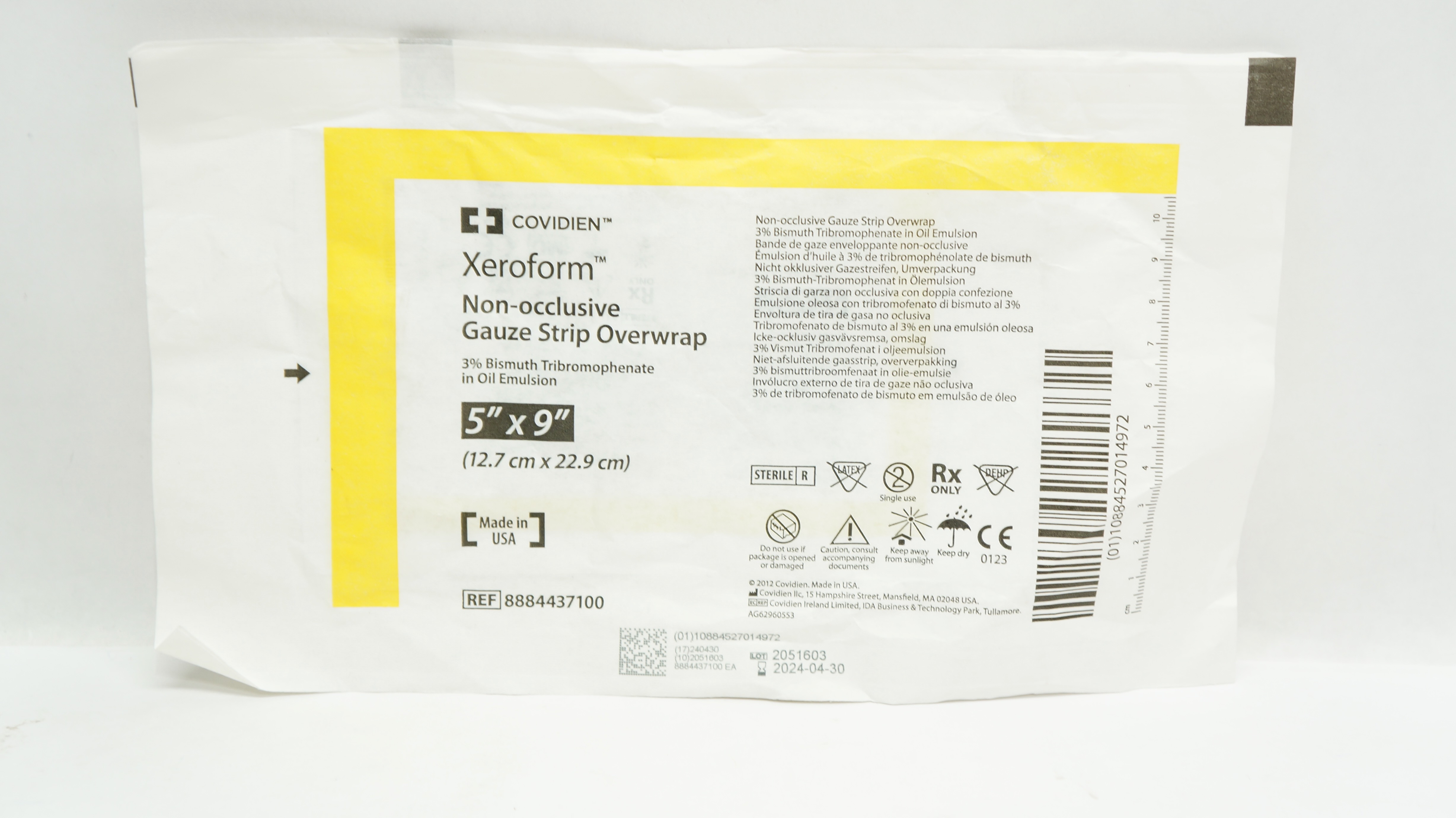 Covidien 8884437100 Xeroform Non-Occlusive Gauze Strip Overwrap 5 x ...