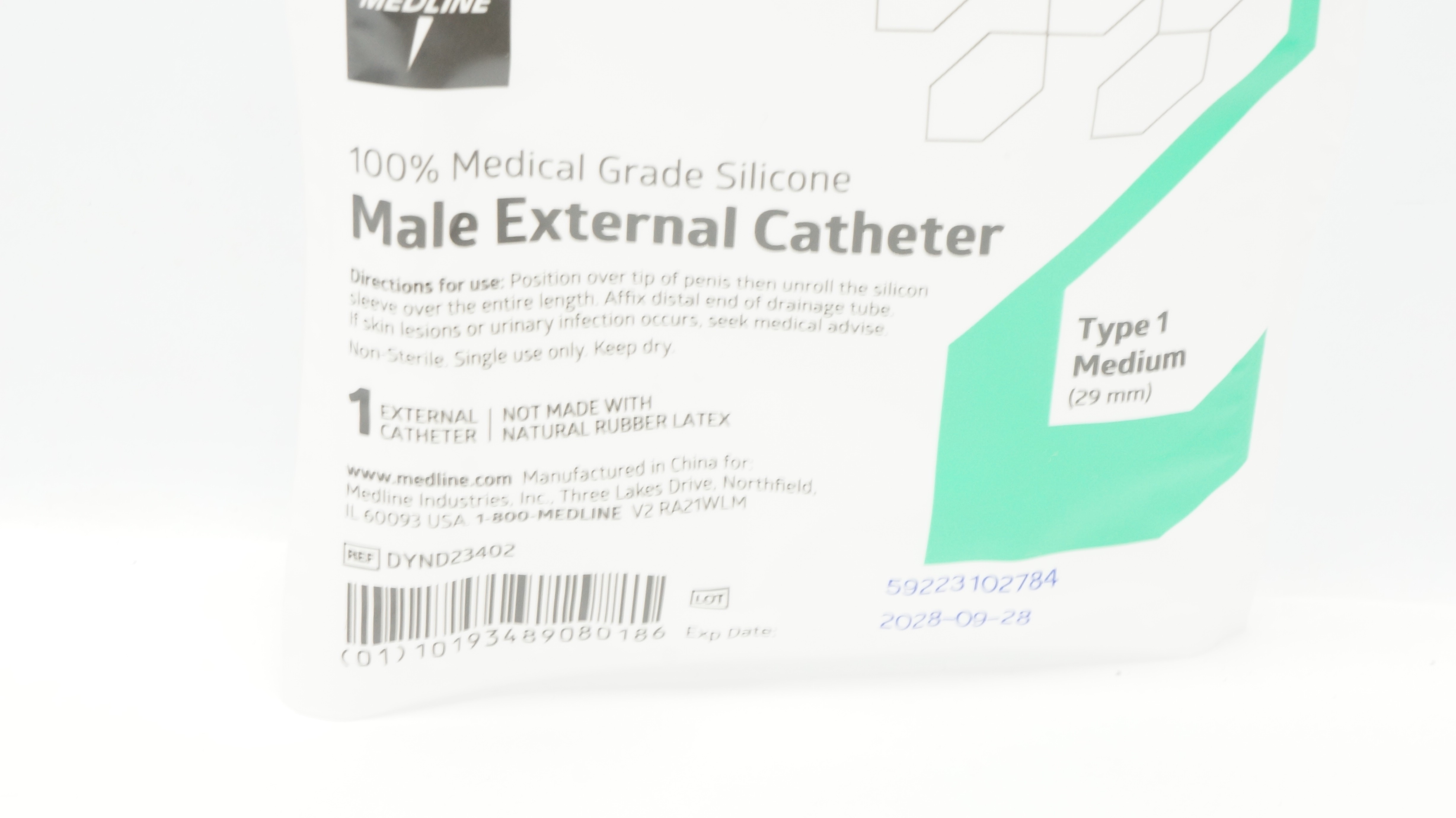 Medline DYND23402 Silicone Male External Cath. Type 1 Medium 29mm