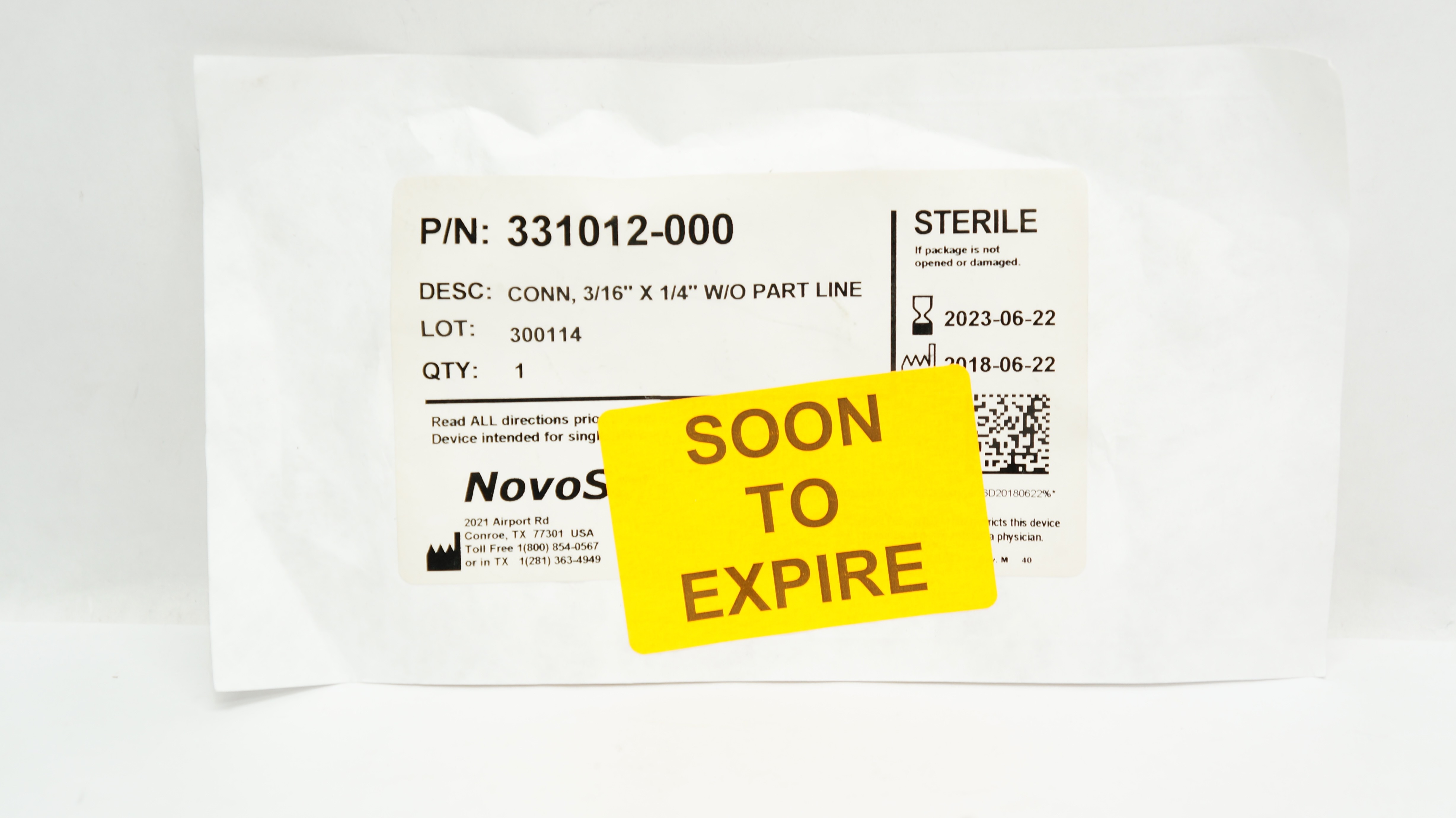 NovoSci 331012-000 Conn, 3/16