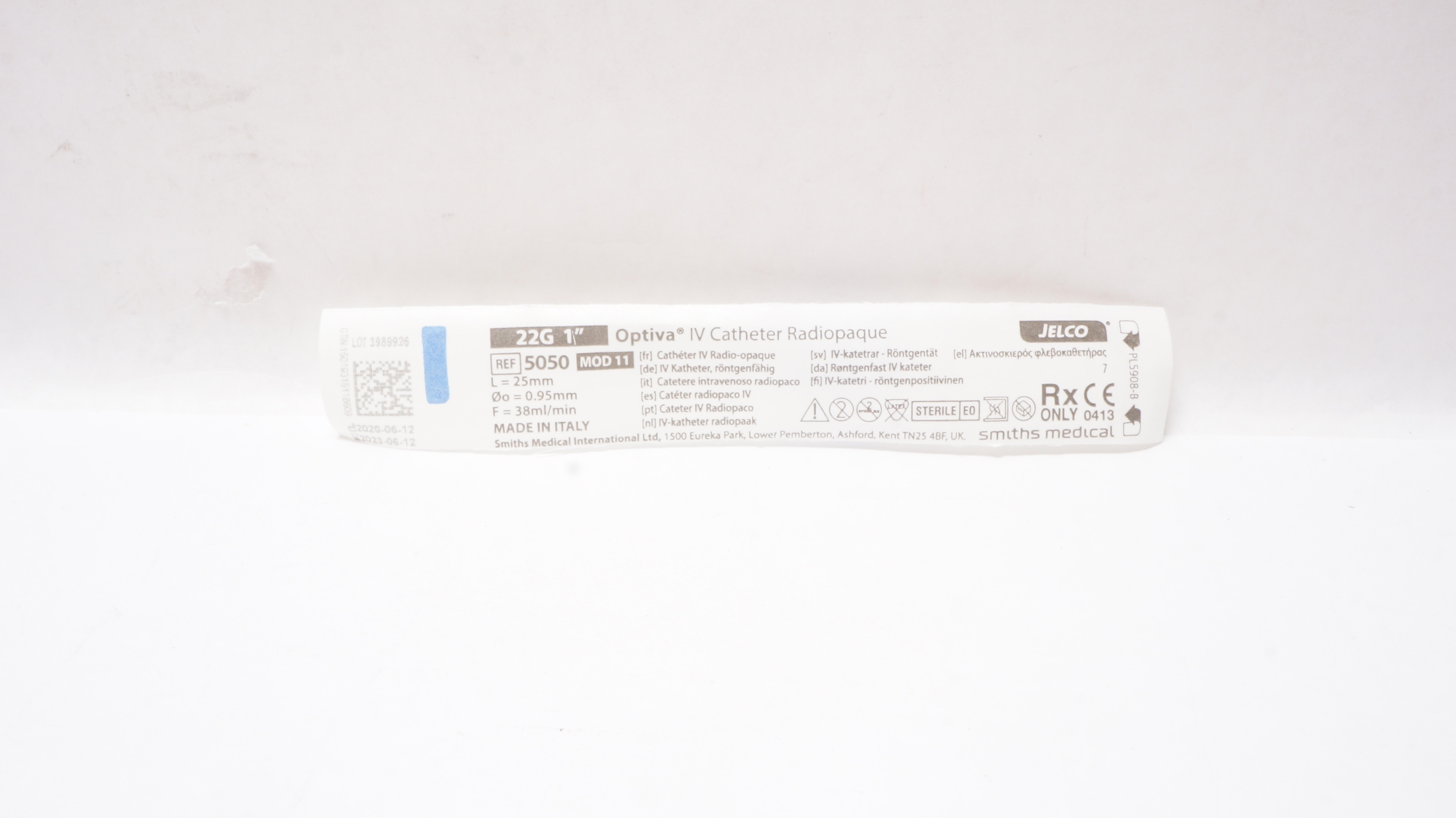 Smiths Medical 5050 Jelco Optiva IV Cath. Radiopaque 22G x 1inch (x)