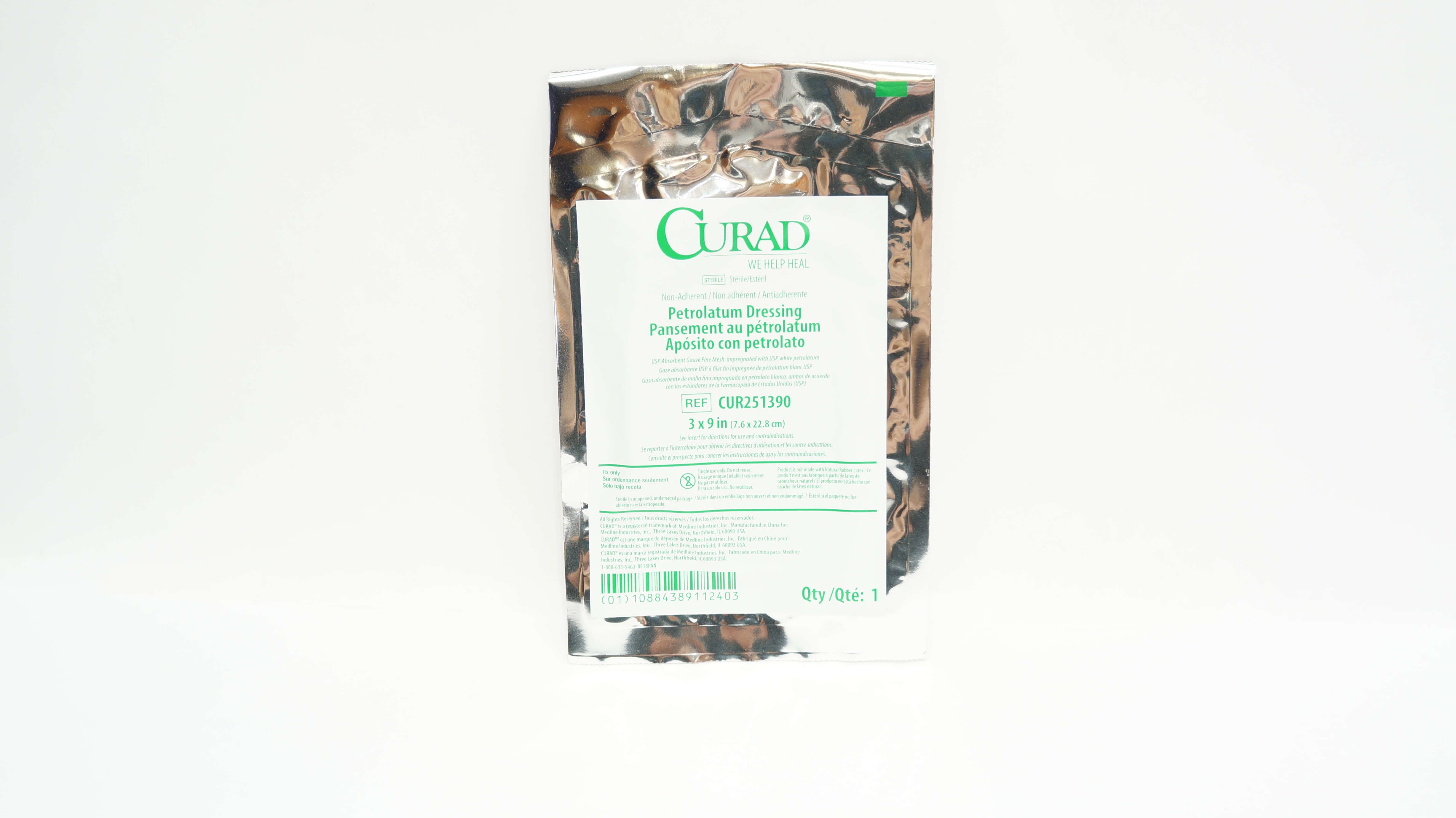 Medline CUR251390 Curad Petrolatum Dressing  3 inch x 9 inch (x)