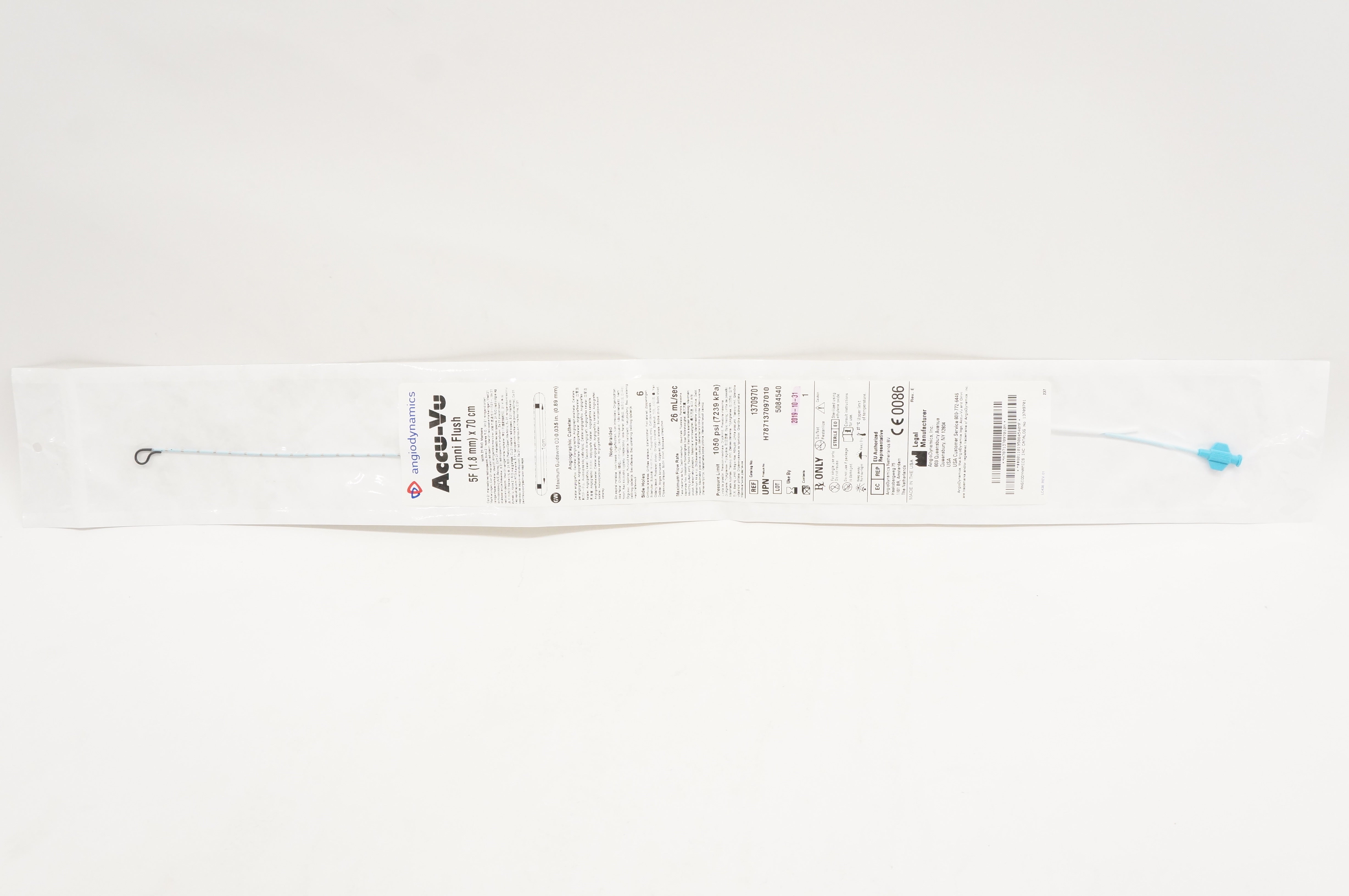 Angiodynamics 13709701 AccuVu Omni Flush Angiographic Cath. 5F x 70cm (x)