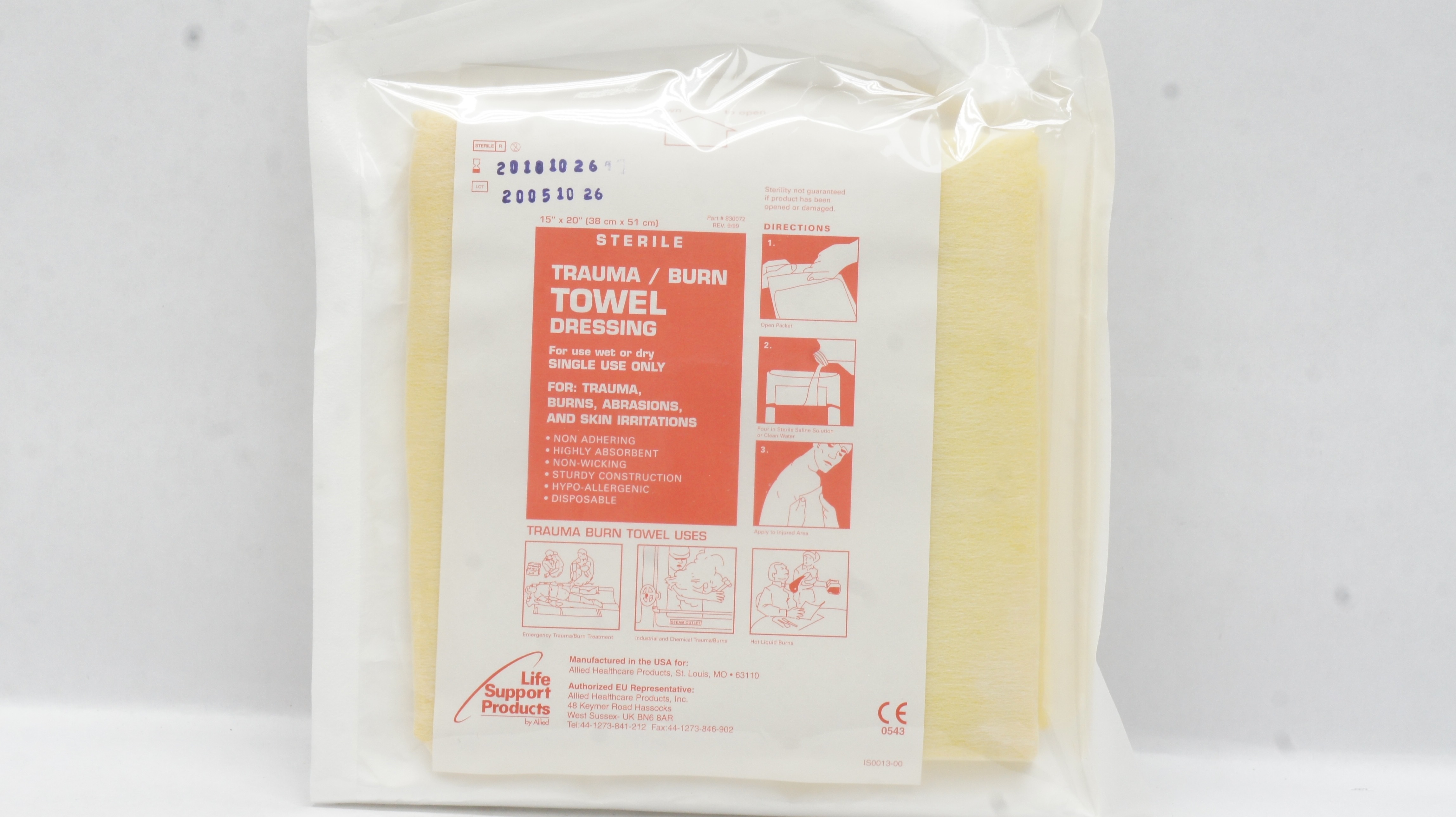 Allied Healthcare 830072 Trauma/Burn Towel Dressing 15inch x 20inch (x)