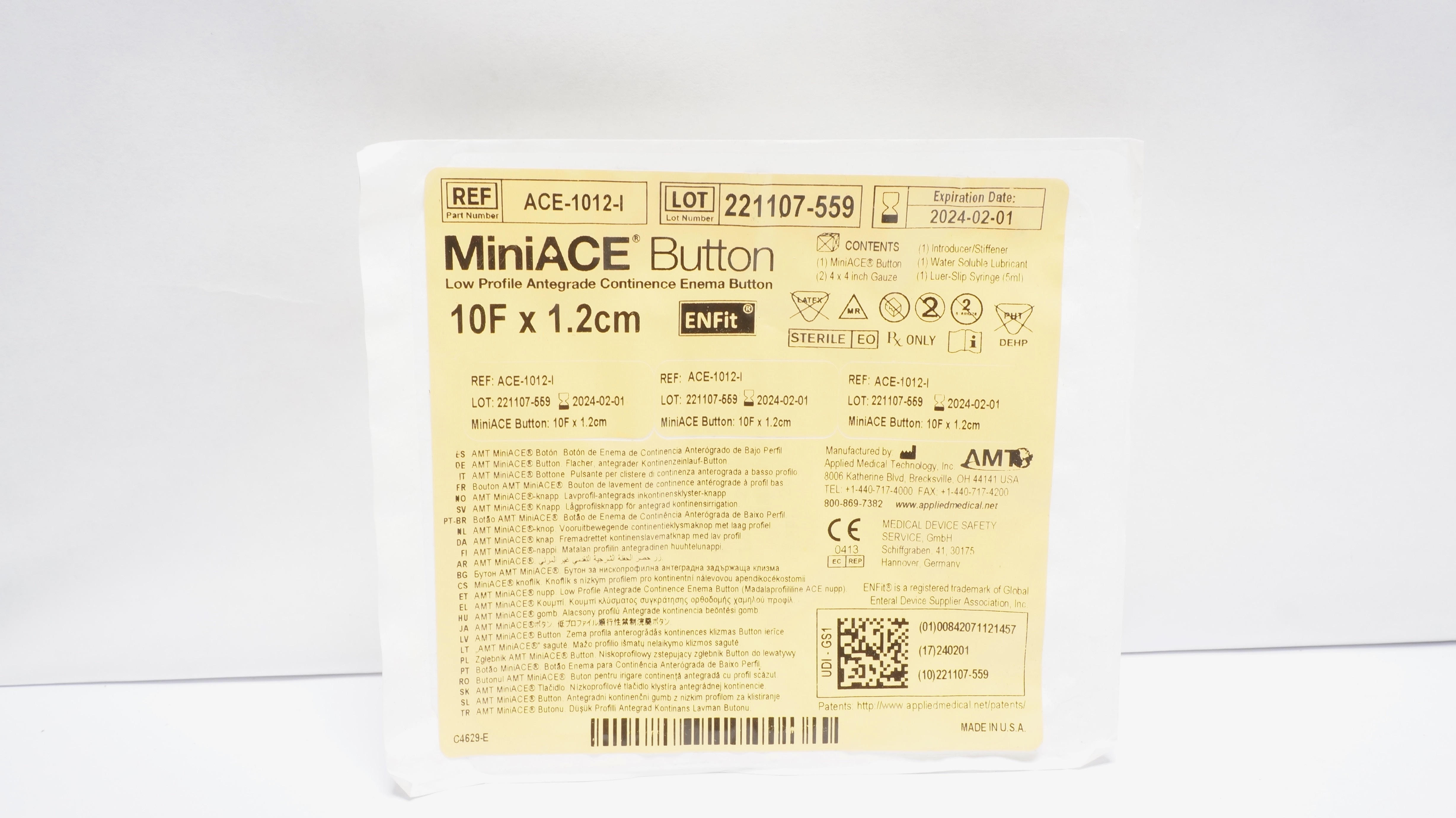 Amt Mini Pc Button AMT ACE-1012-I MiniACE Button Low Profile Enema Button 10F x 1.2cm (x)