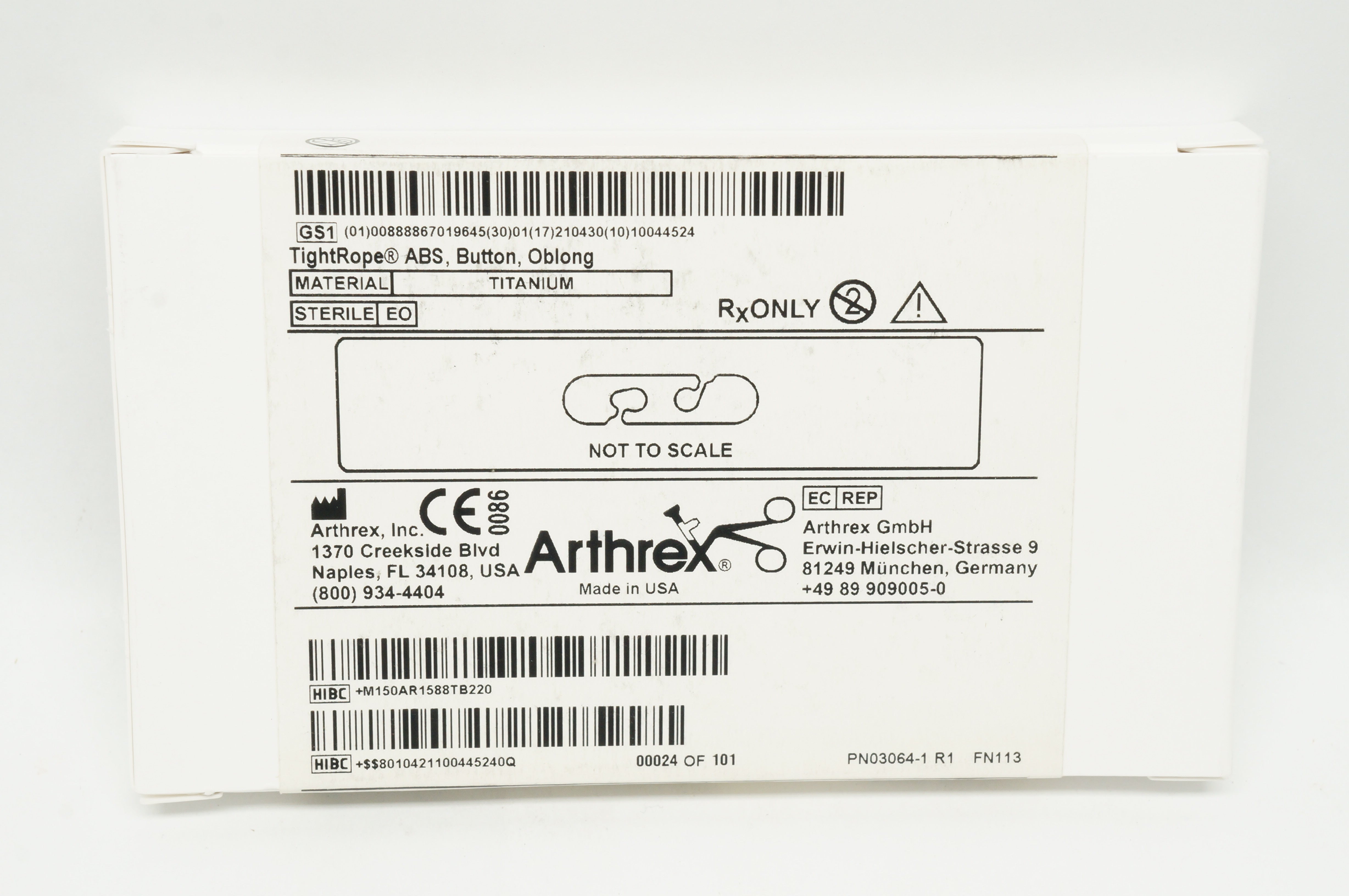 Arthrex AR1588TB2 TightRope ABS Button Oblong 3.4 x 13mm (x)