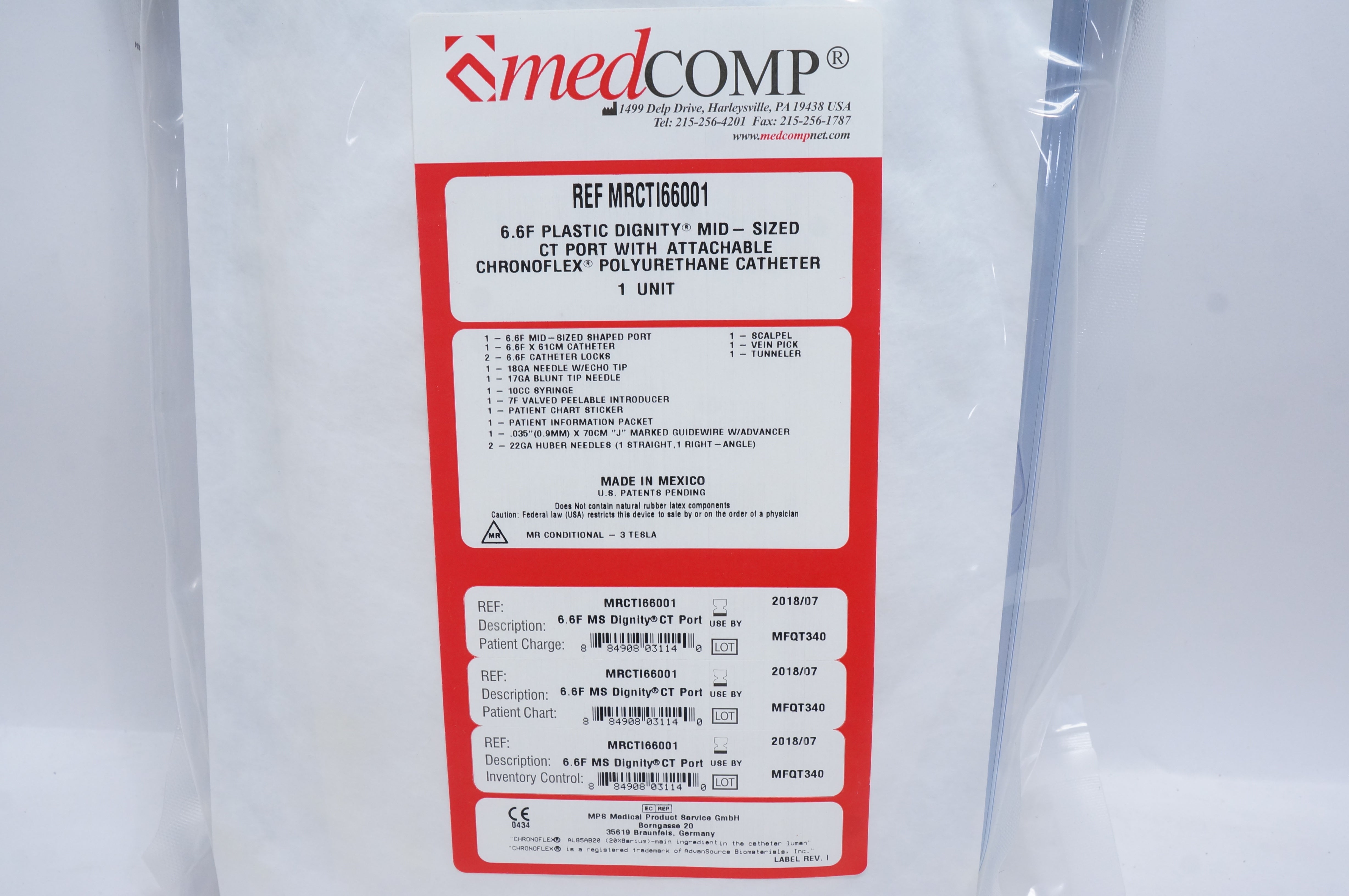 MedComp MRCTI66001 6.6F Plastic Dignity Mid-Sized CT Port (x)