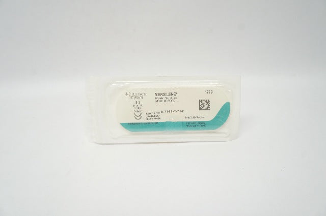 Ethicon 1779 4-0 MERSILENE S-2, 8mm 1/2c Spatula White Braided, 18inch