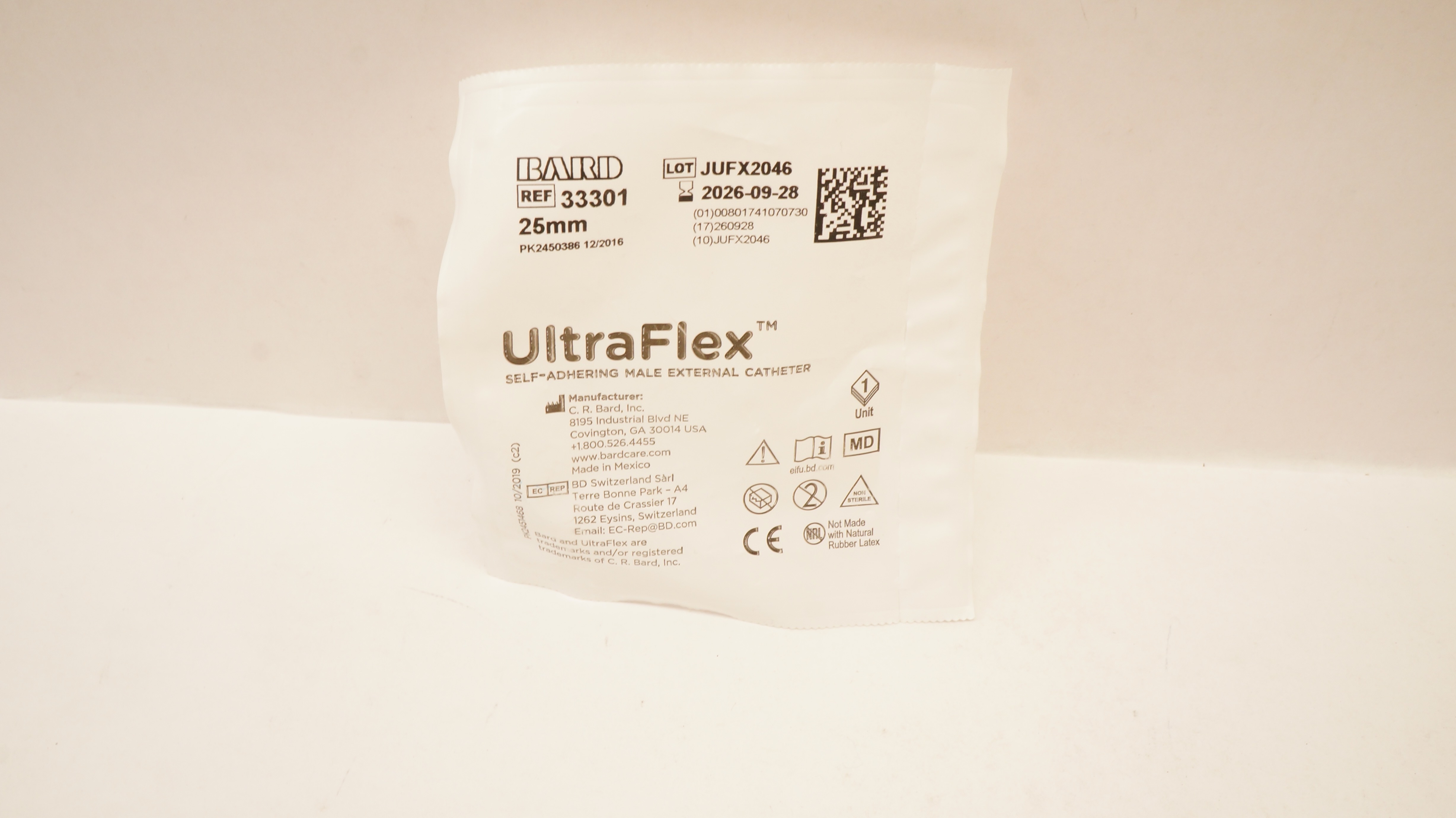 Bard 33301 UltraFlex Self-Adhering Male External Cath. 25mm