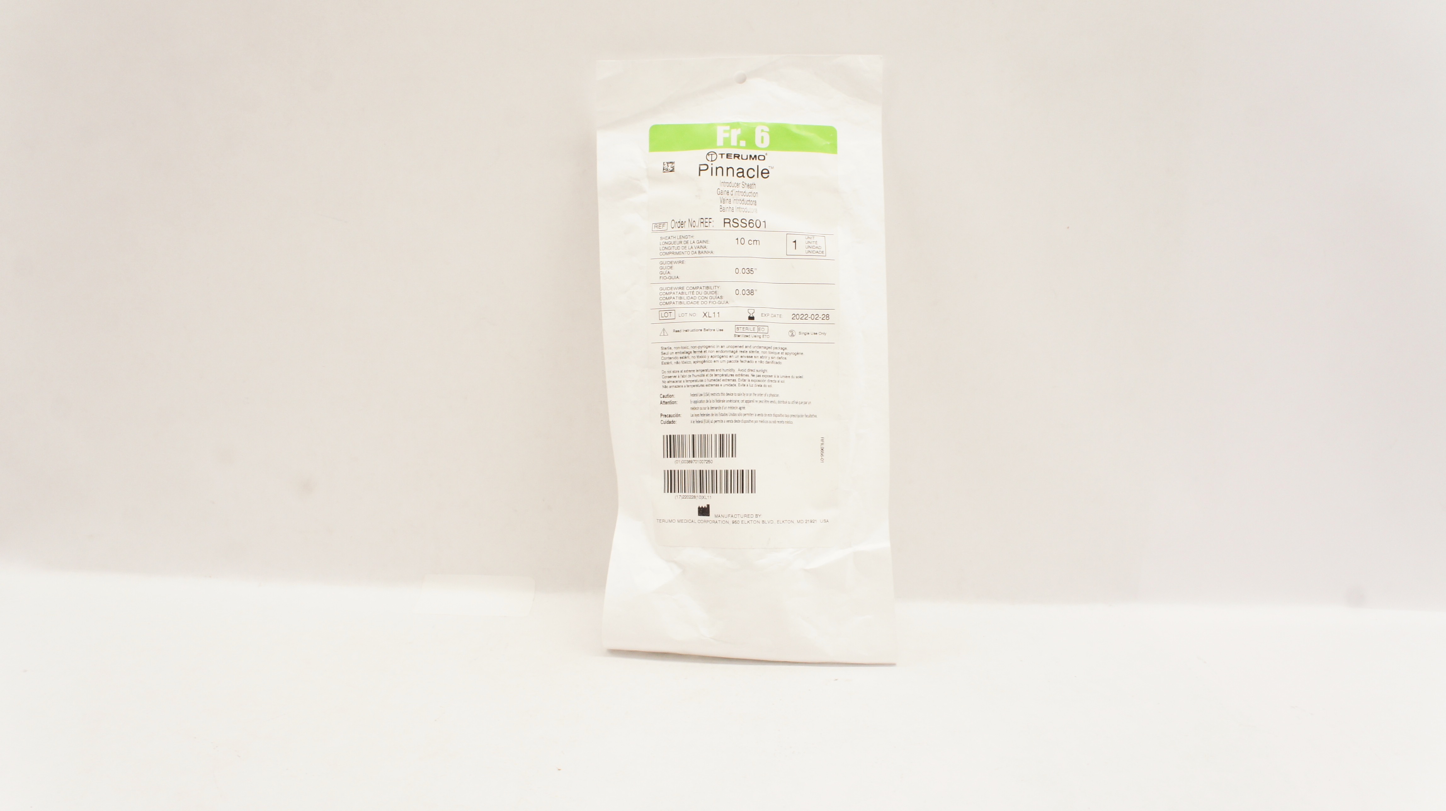 Terumo RSS601 Pinnacle Introducer Sheath 6Fr. x 10cm (x)