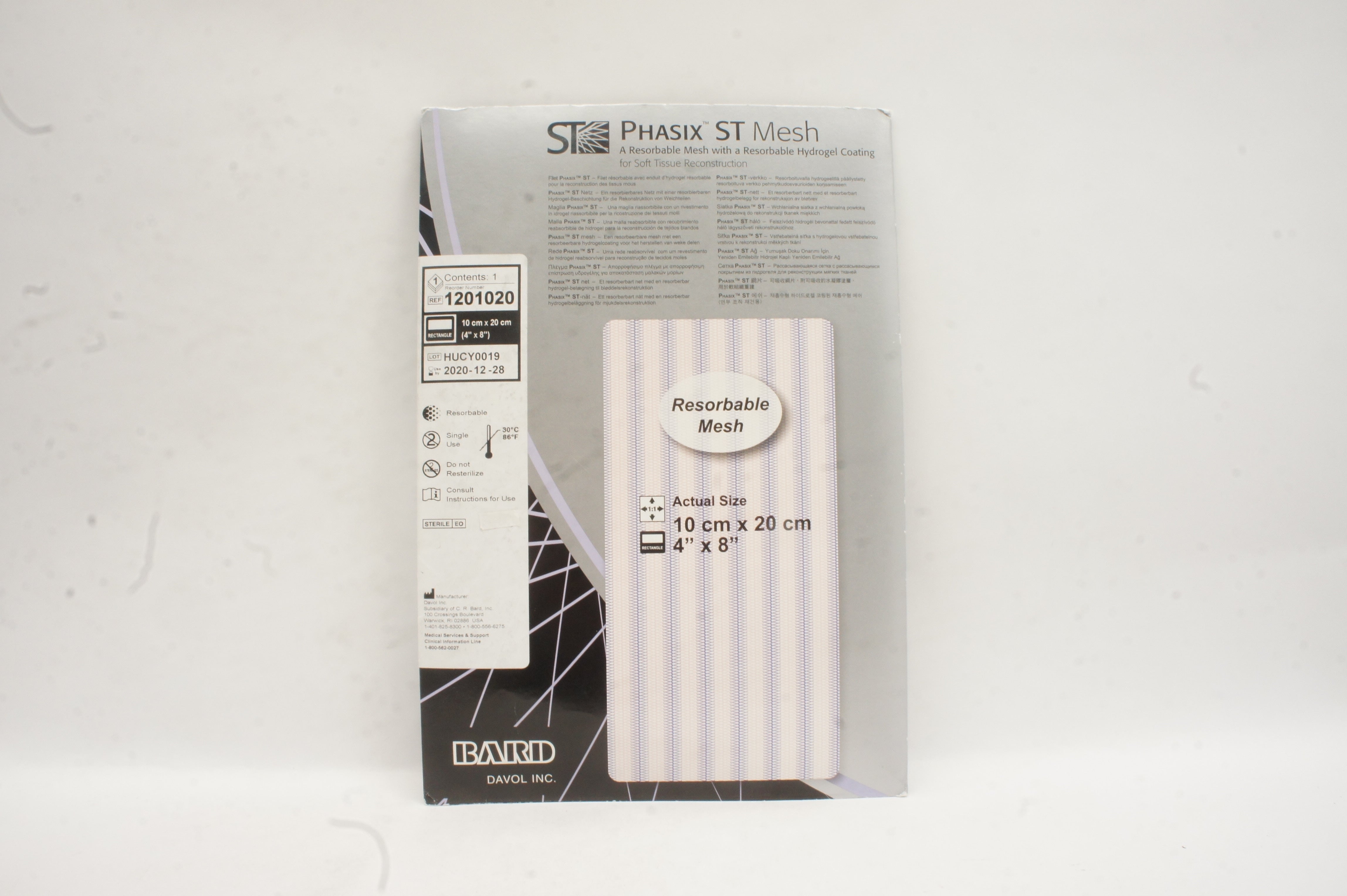 Bard 1201020 Phasix ST Mesh Resorbable Mesh 4inch x 8inch (x)