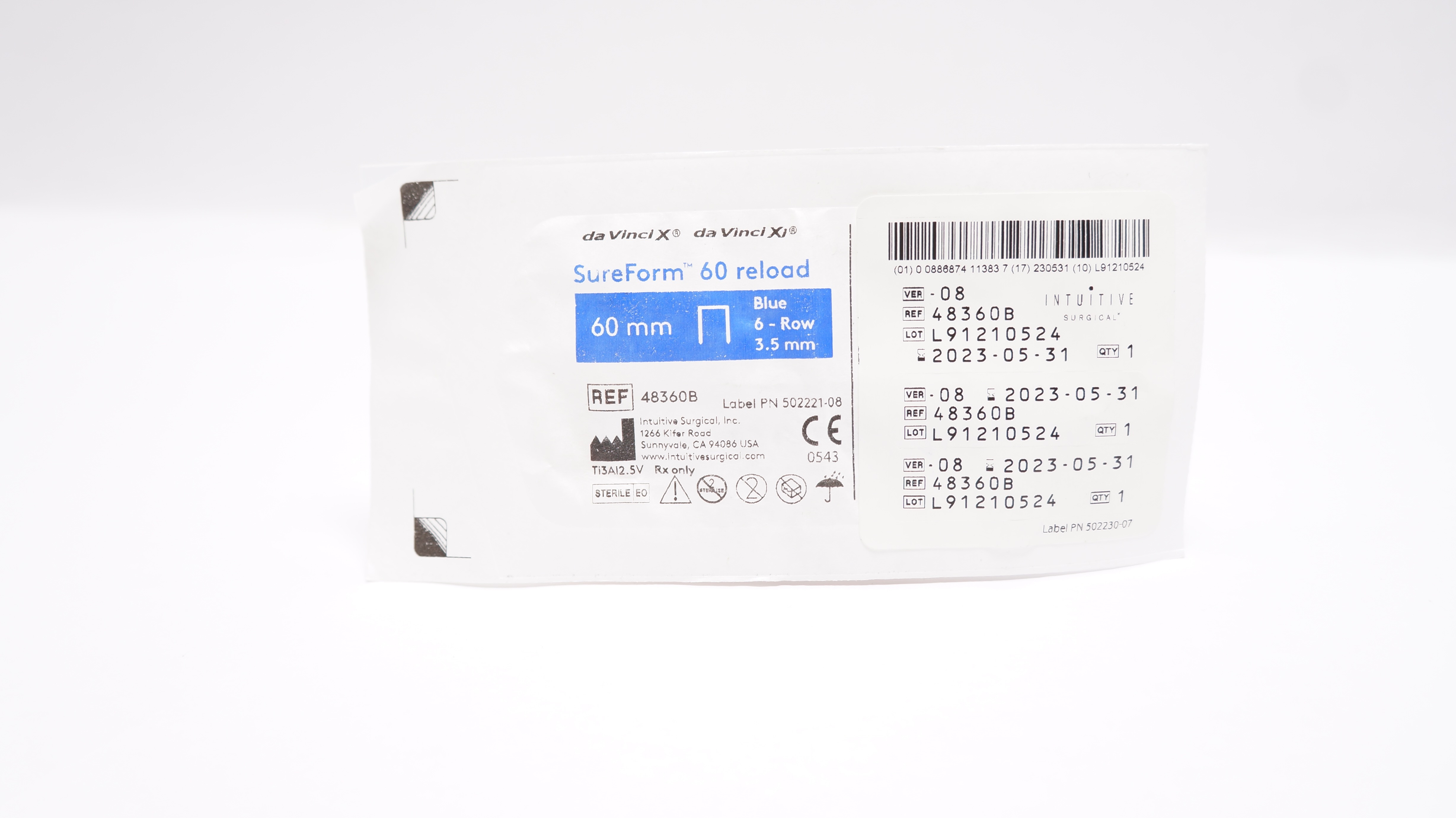 Intuitive Surgical 48360B SureForm 60mm Reload Blue 6-Row 3.5mm (x)