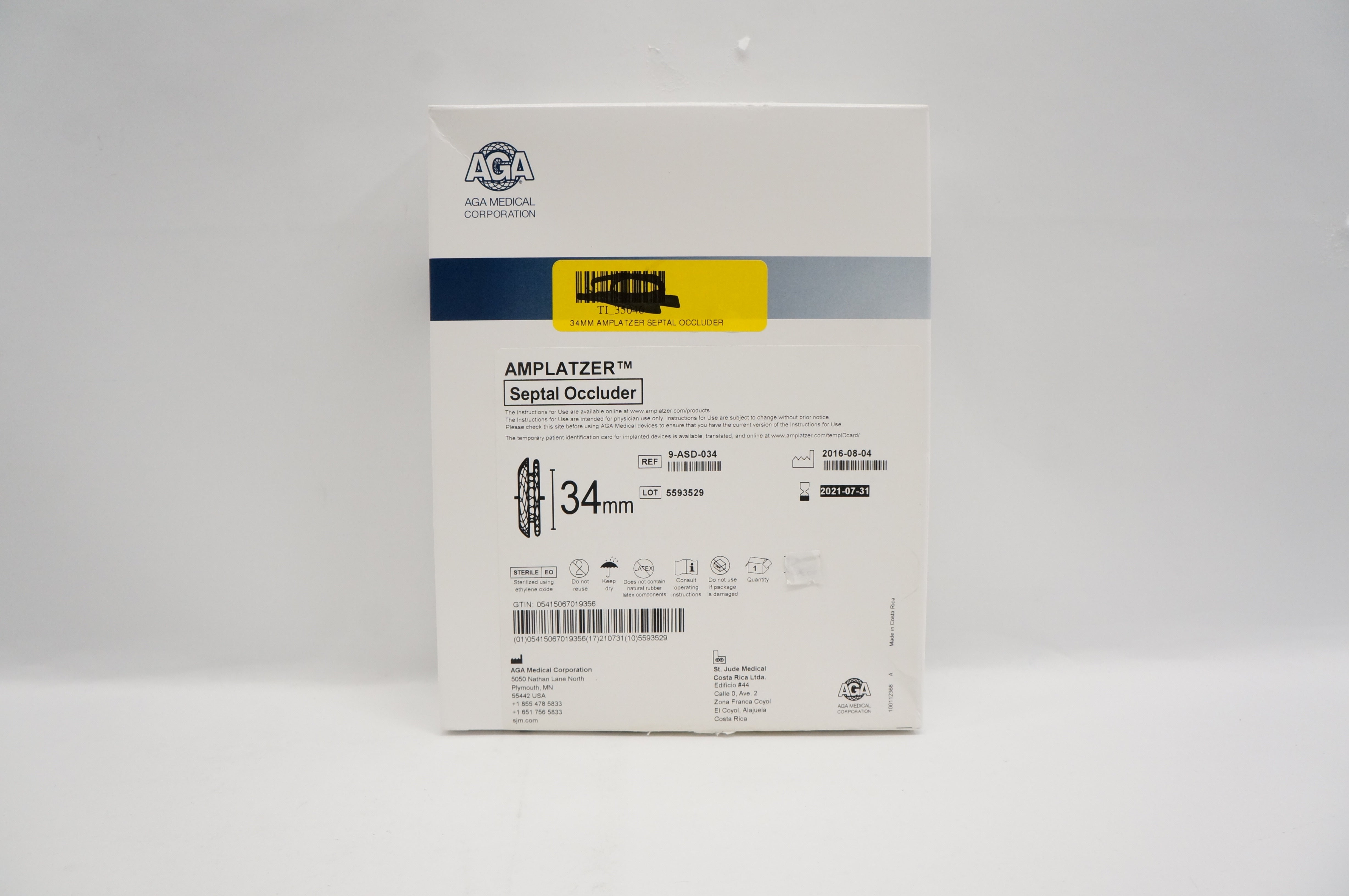 AGA Medical 9-ASD-034 Amplatzer Septal Occluder 34mm (x)