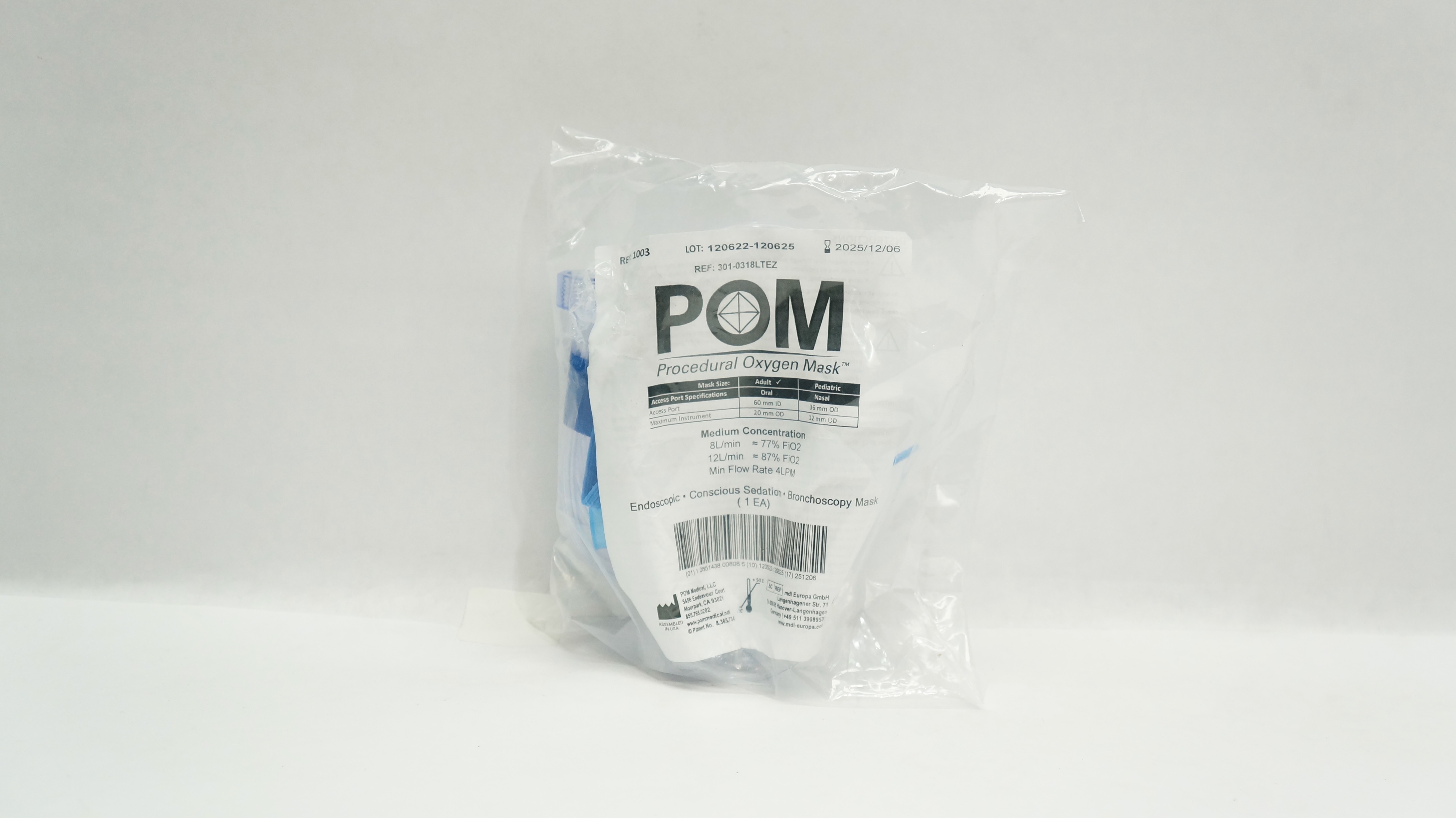 POM Medical 301-0318LTEZ Procedural Oxygen Adult Endoscopic Mask