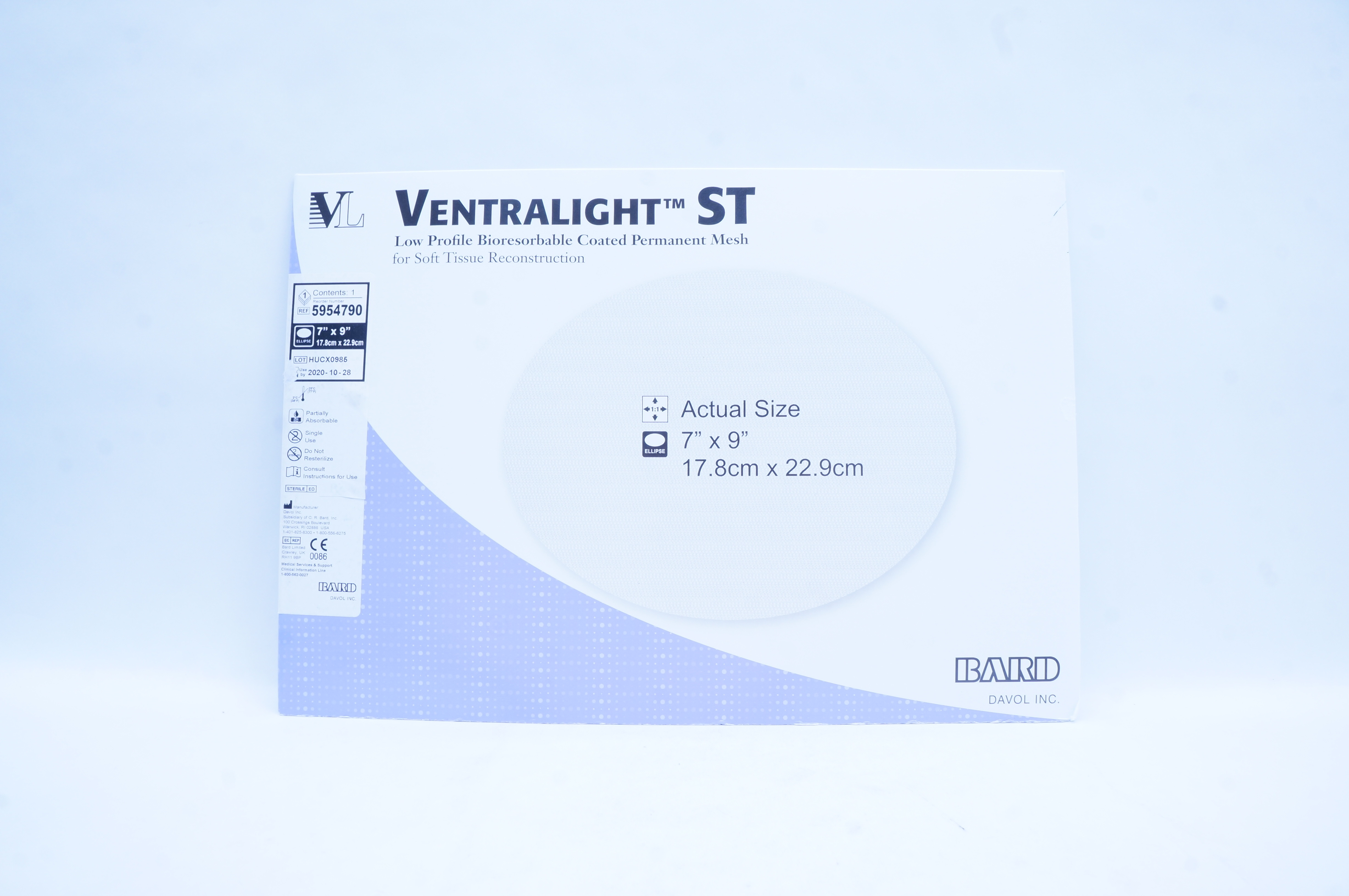 Bard 5954790 Ventralight ST Low Profile Permanent Mesh 7inch x 9inch (x)