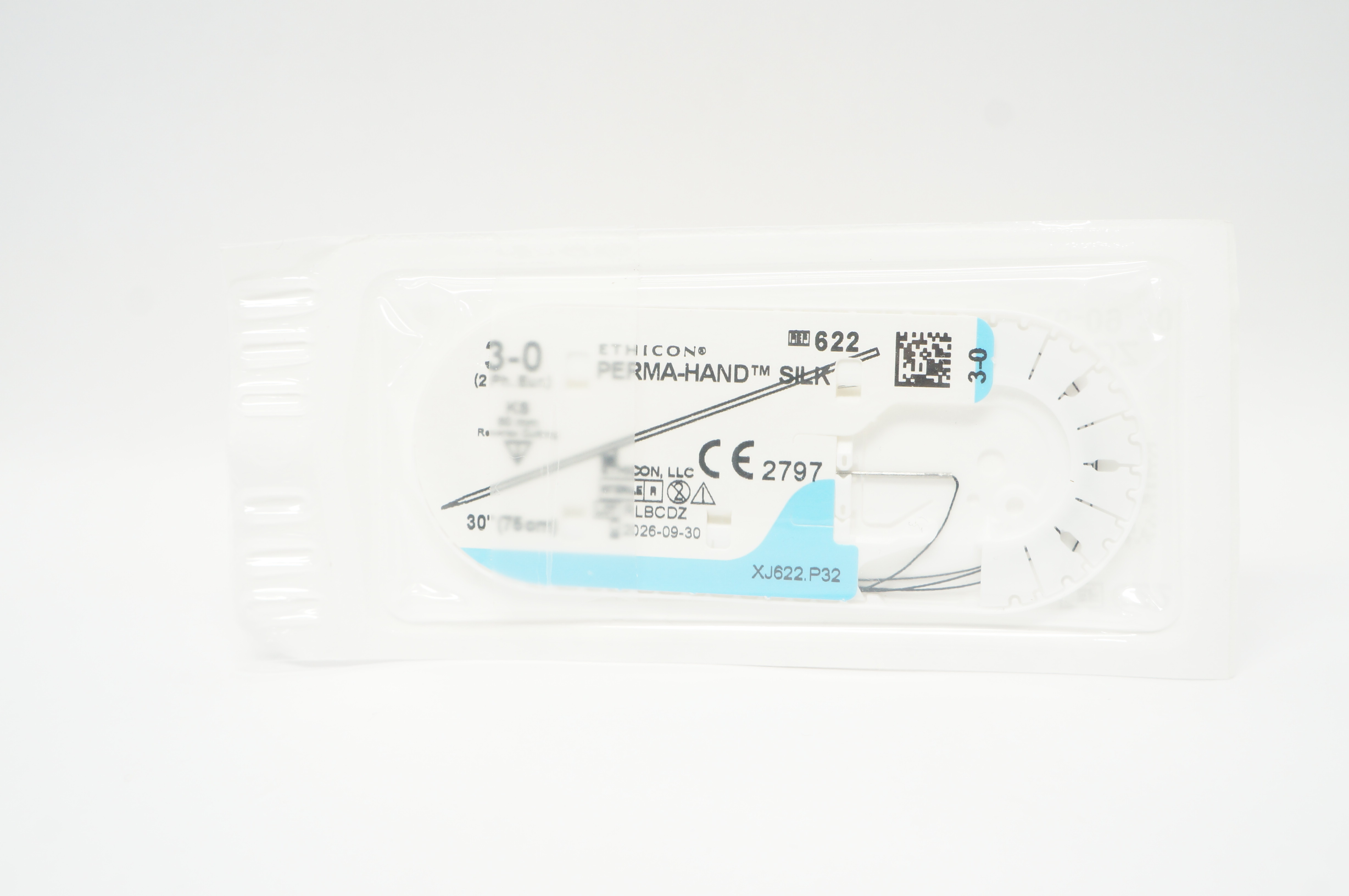 Ethicon 622 3-0 Perma-Hand Silk KS 60mm Straight Reverse Cutting 30inch