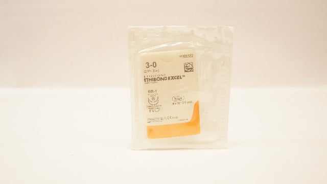 Ethicon MX552 3-0 Ethibond Excel Polyester, RB-1, 17mm 1/2c Taper, 30inch (x)
