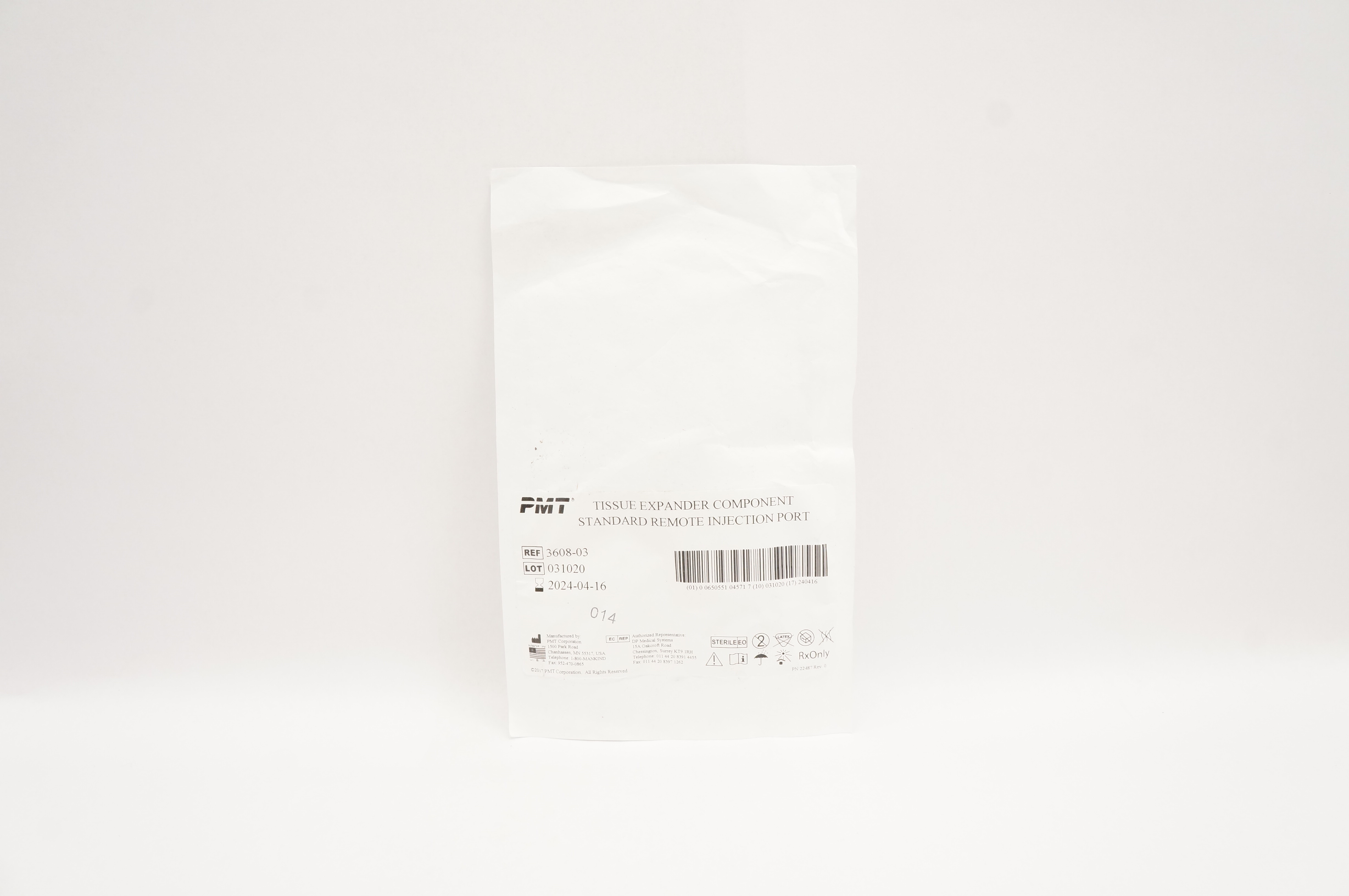 PMT 3608-03 Tissue Expander Component Standard Remote Injection Port