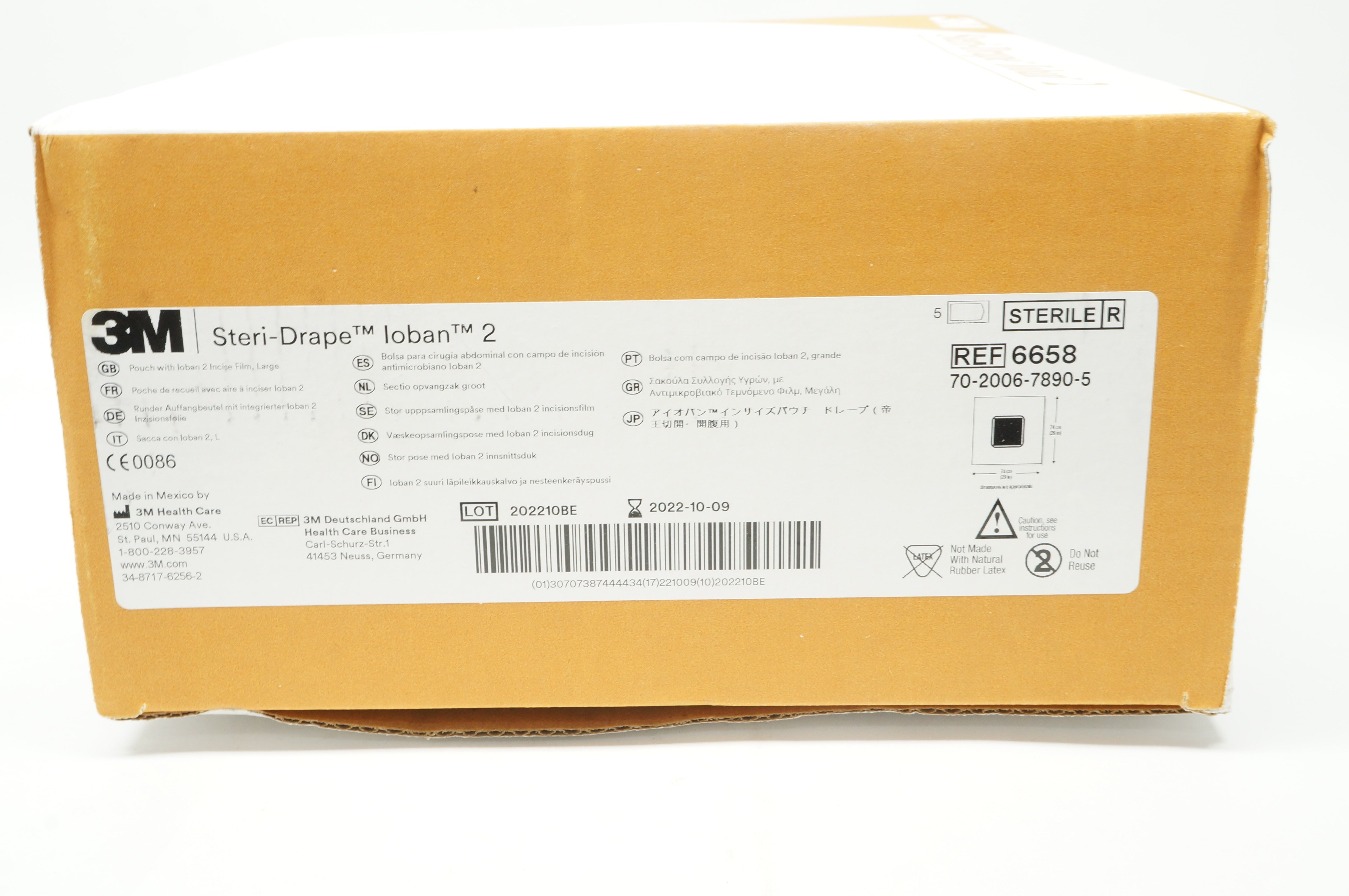 3M 6658 Steri-Drape Pouch with loban 2 Incise Film, Large 29 x 29inch - Box of 5
